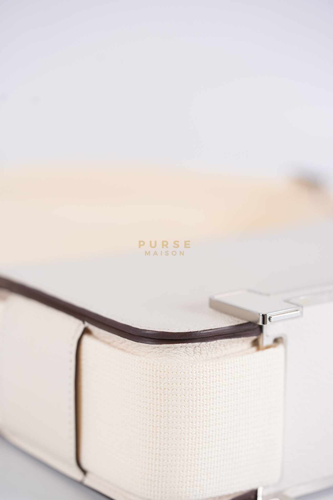 Geta in Nata Chevre Mysore Leather & Palladium Hardware Stamp W (2024) | Purse Maison Luxury Bags Shop