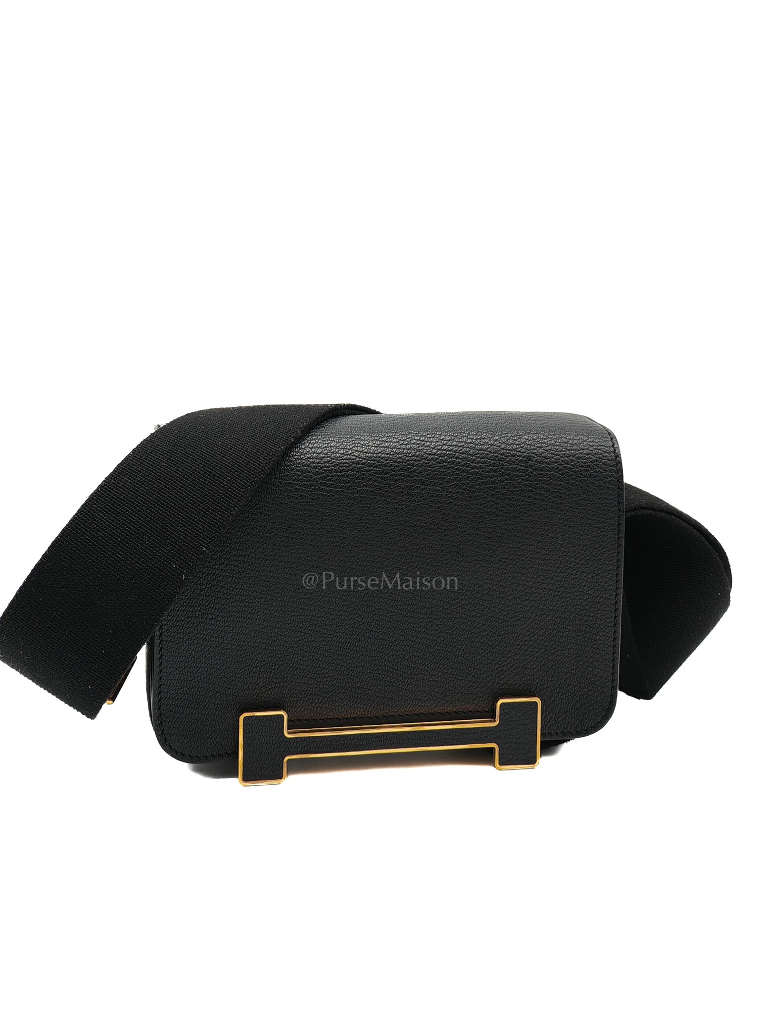 Geta in Black Chevre Mysore Leather & Gold Hardware Stamp B(2023)