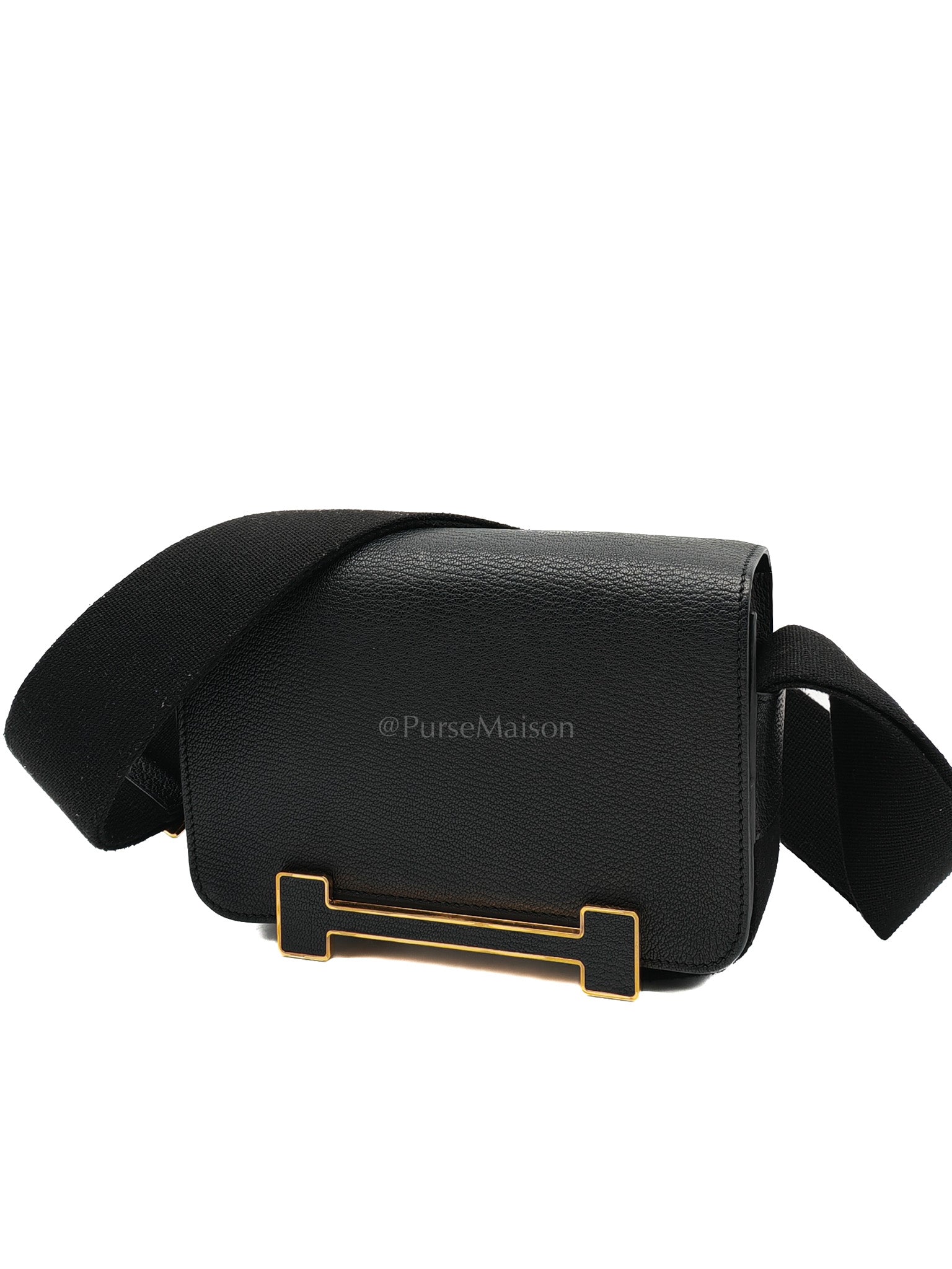 Geta in Black Chevre Mysore Leather & Gold Hardware Stamp B(2023)