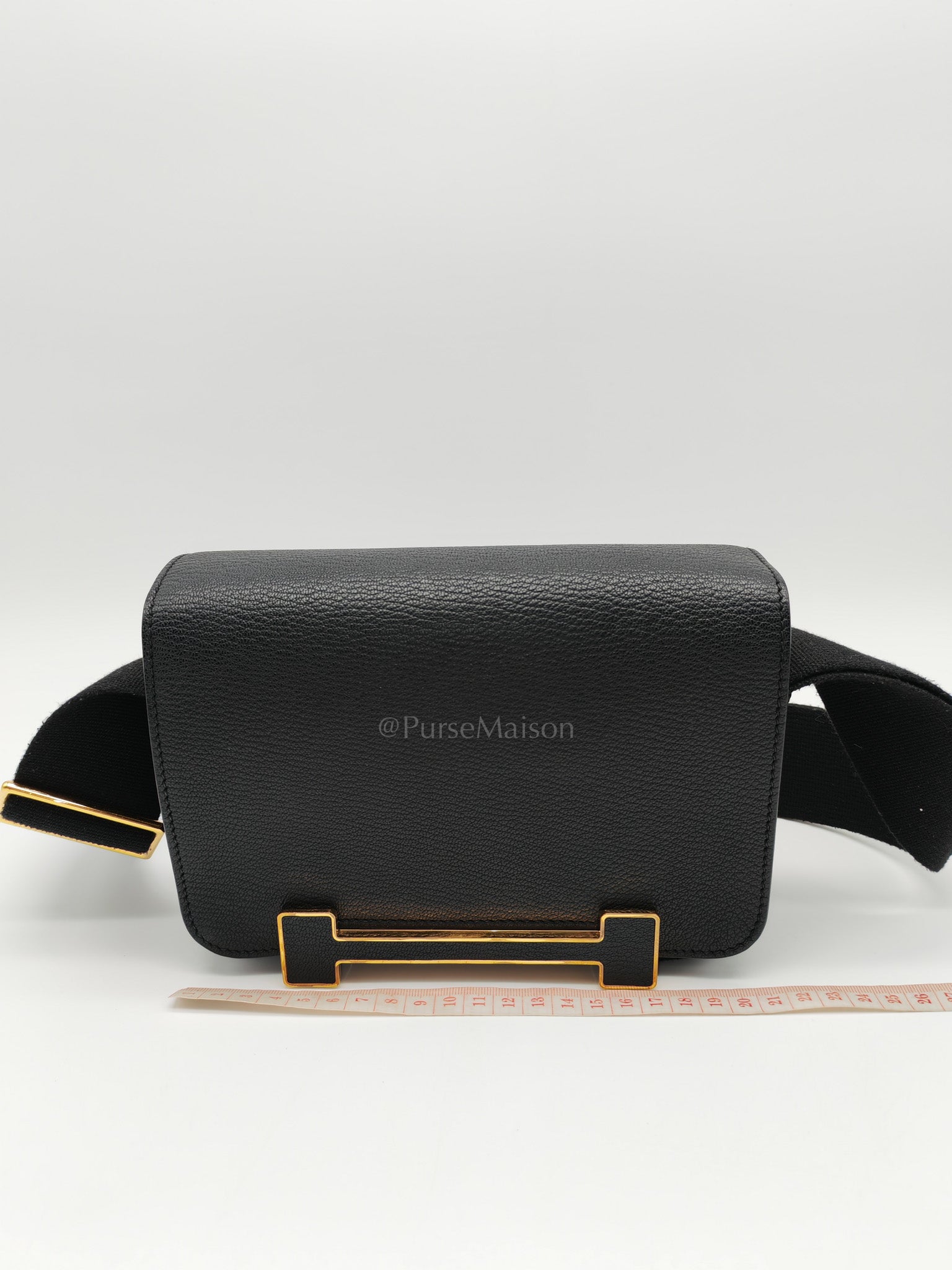 Geta in Black Chevre Mysore Leather & Gold Hardware Stamp B(2023)