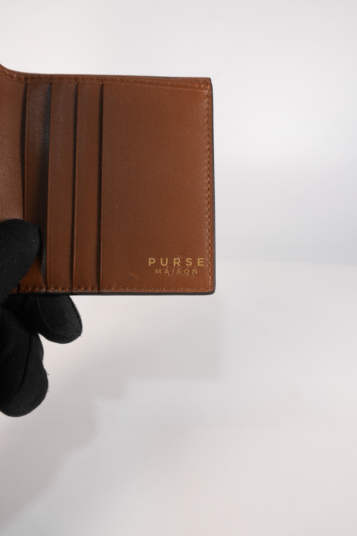 GG Bi-Fold Wallet in Beige & Ebony Supreme Monogram Canvas | Purse Maison Luxury Bags Shop