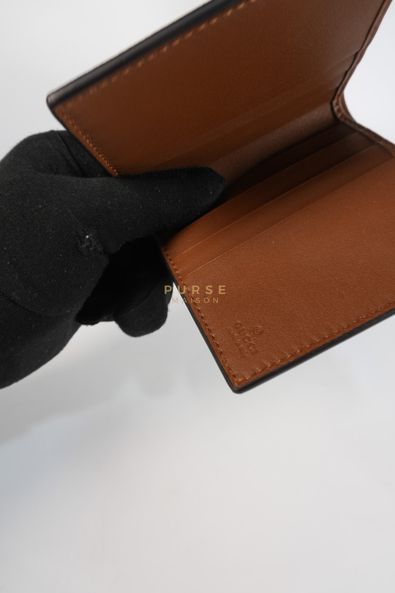 GG Bi-Fold Wallet in Beige & Ebony Supreme Monogram Canvas | Purse Maison Luxury Bags Shop