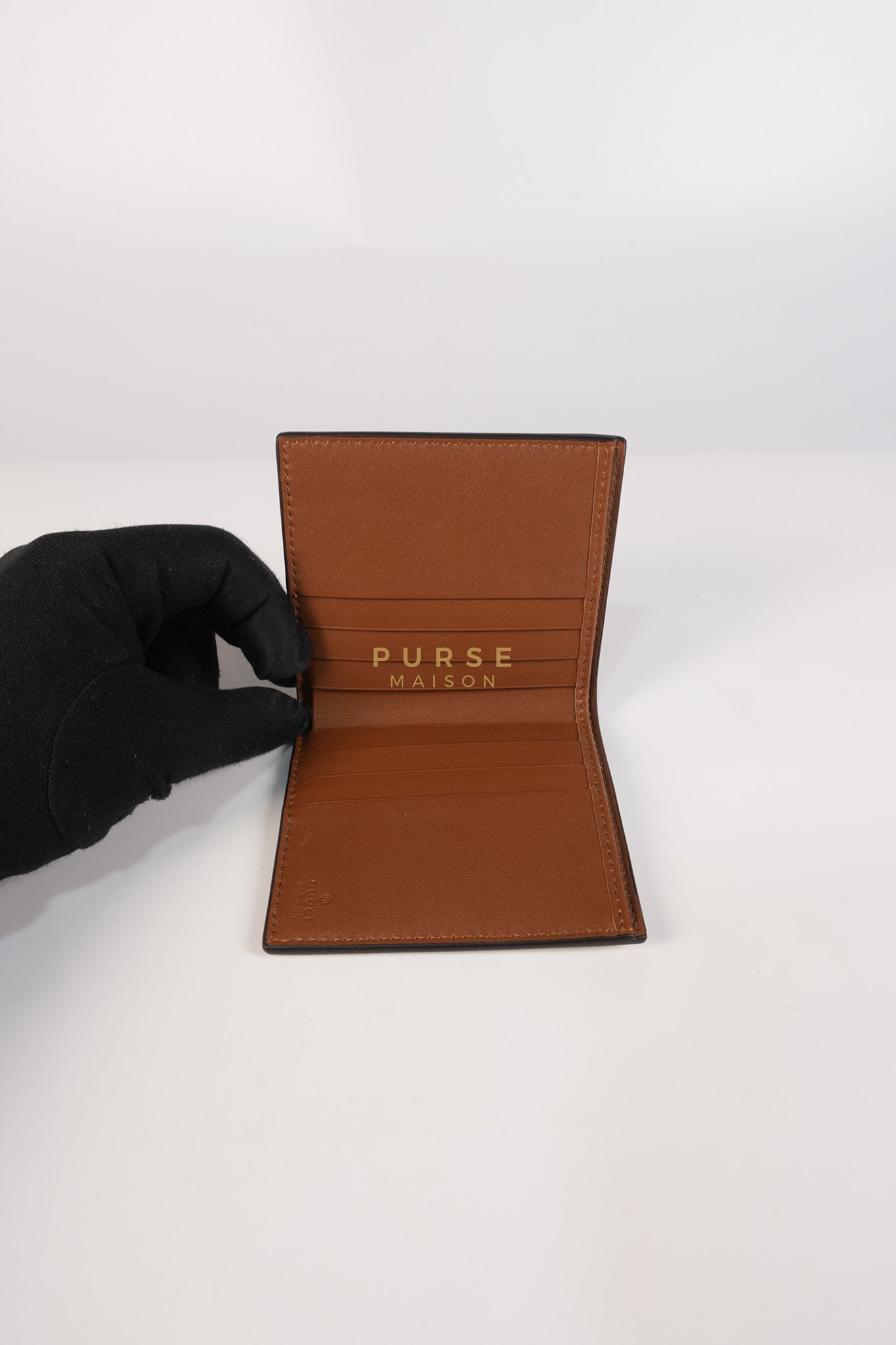 GG Bi-Fold Wallet in Beige & Ebony Supreme Monogram Canvas | Purse Maison Luxury Bags Shop