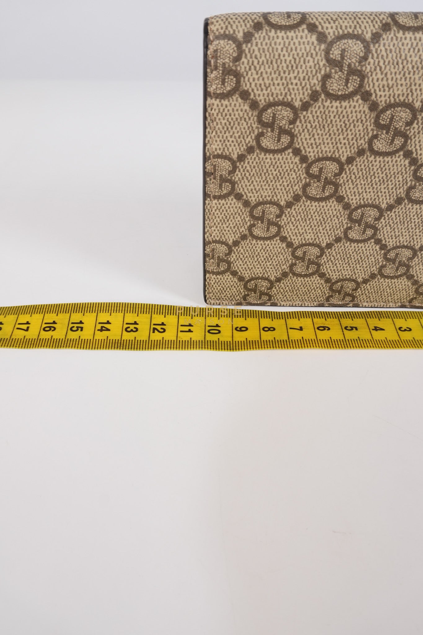 GG Bi-Fold Wallet in Beige & Ebony Supreme Monogram Canvas | Purse Maison Luxury Bags Shop