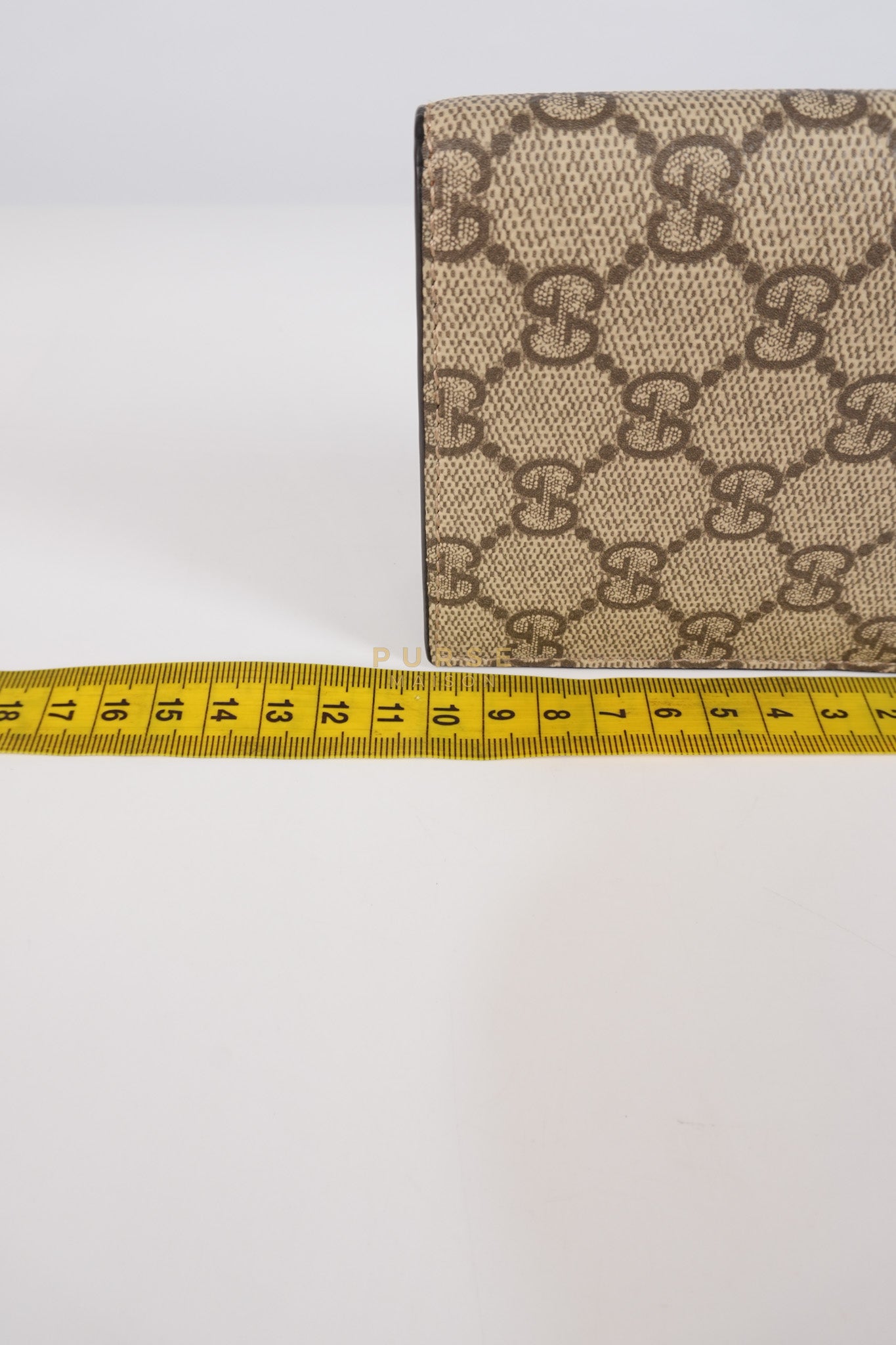 GG Bi-Fold Wallet in Beige & Ebony Supreme Monogram Canvas | Purse Maison Luxury Bags Shop