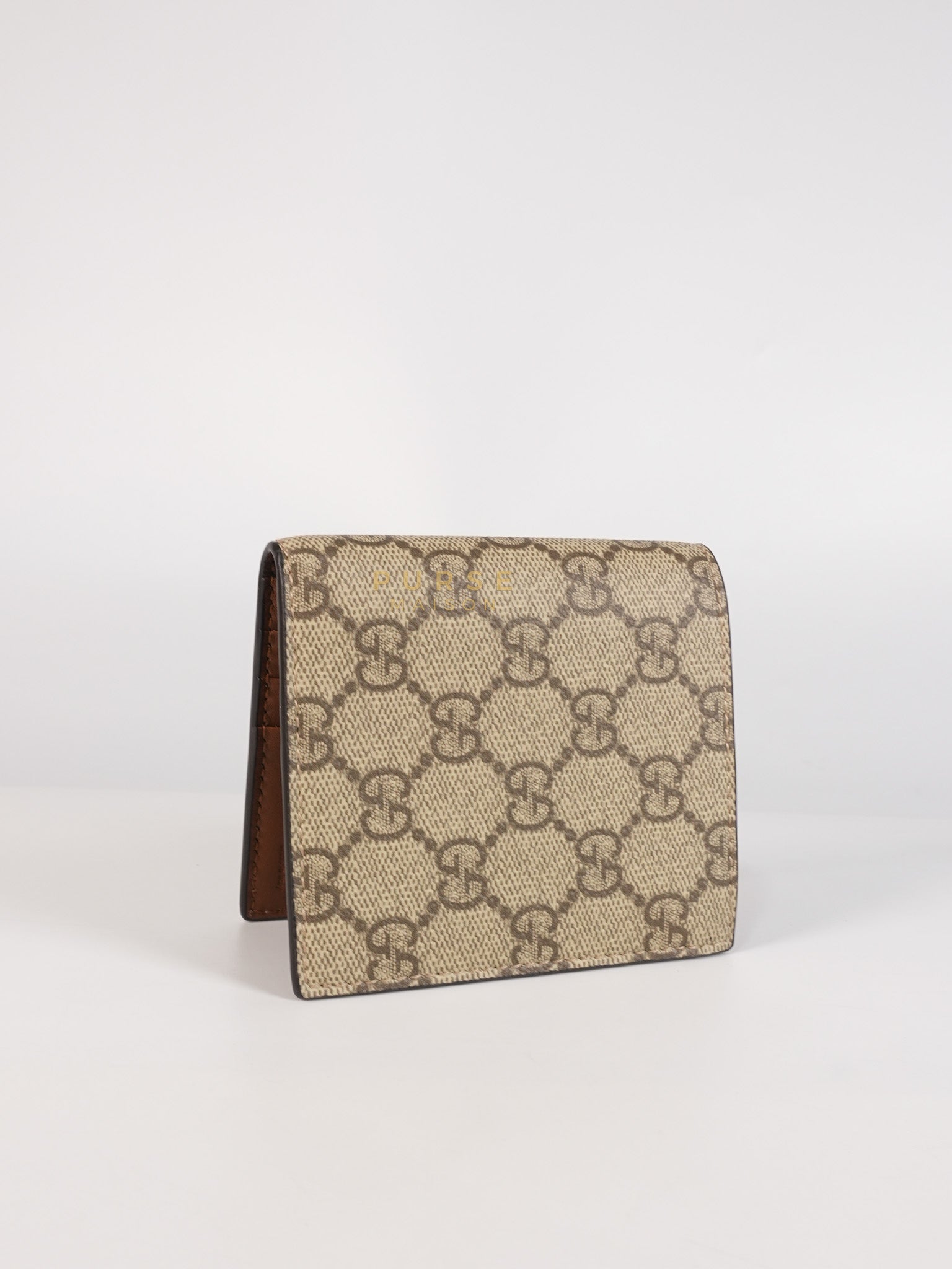 GG Bi-Fold Wallet in Beige & Ebony Supreme Monogram Canvas | Purse Maison Luxury Bags Shop