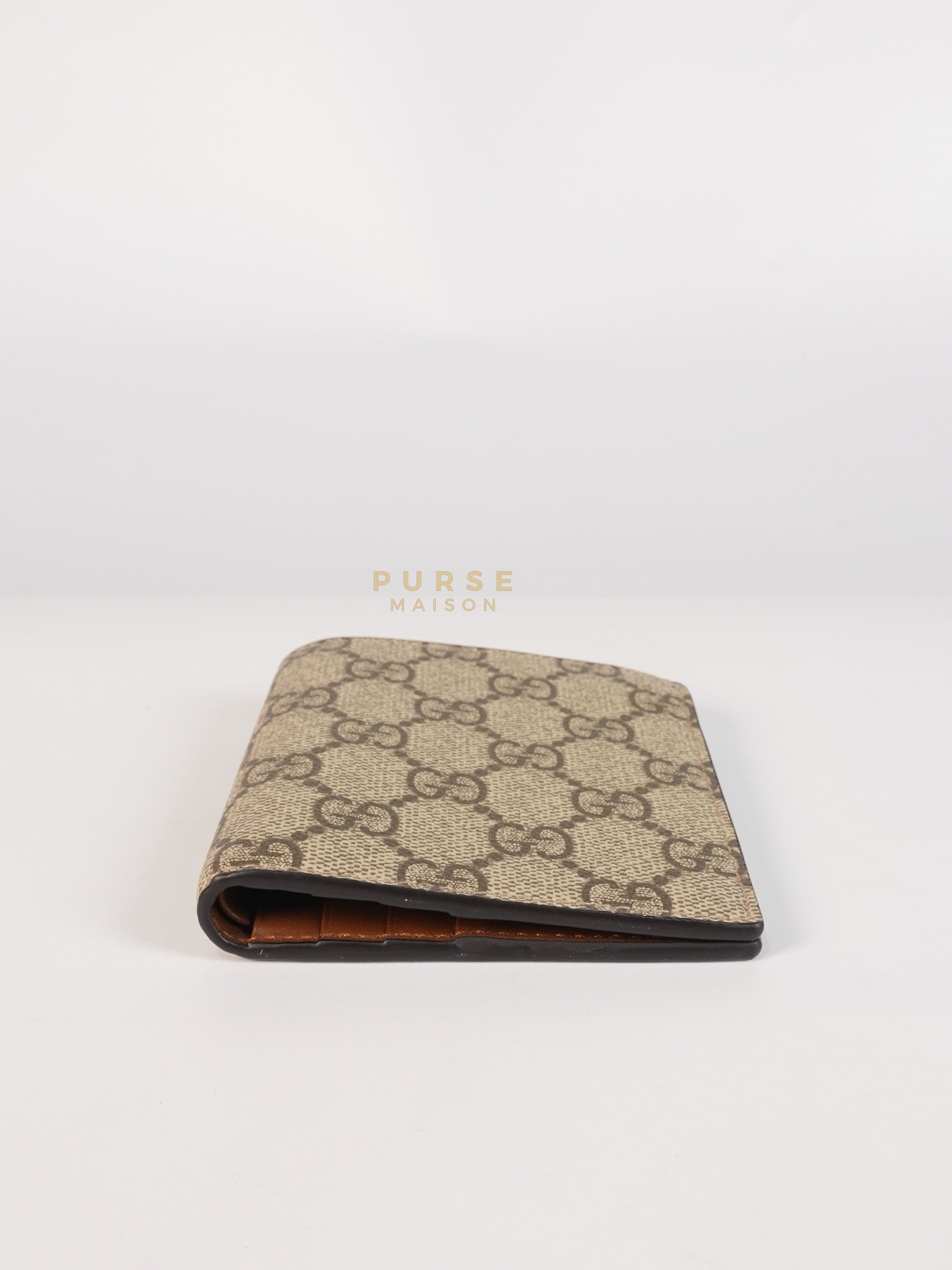 GG Bi-Fold Wallet in Beige & Ebony Supreme Monogram Canvas | Purse Maison Luxury Bags Shop