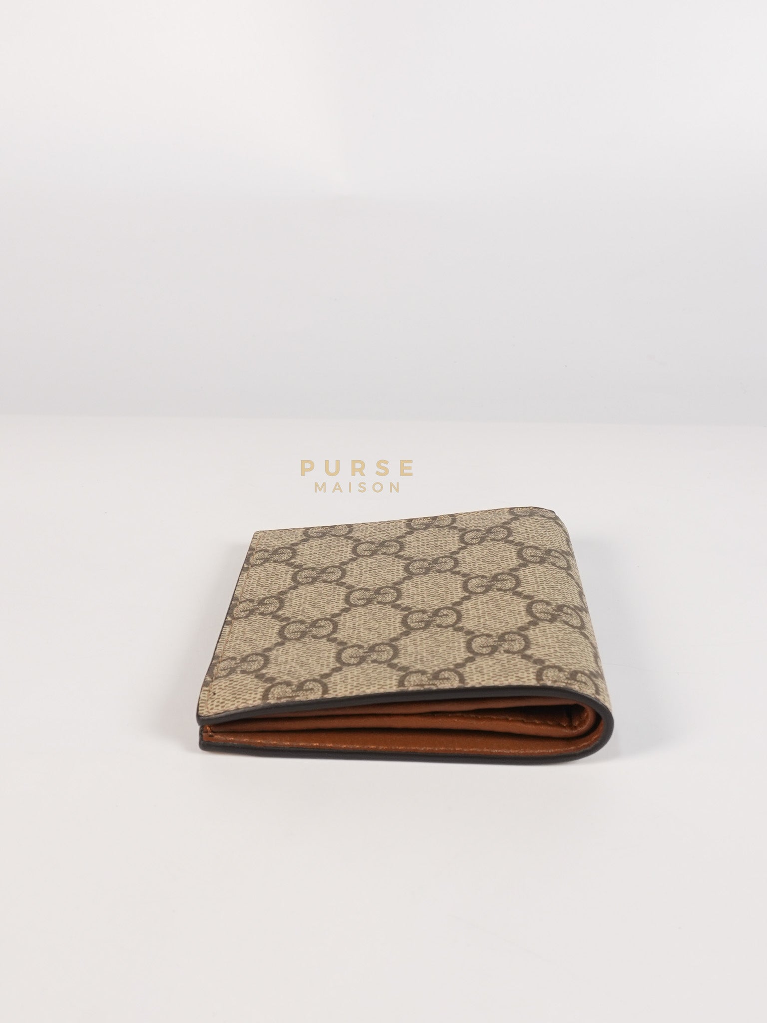 GG Bi-Fold Wallet in Beige & Ebony Supreme Monogram Canvas | Purse Maison Luxury Bags Shop