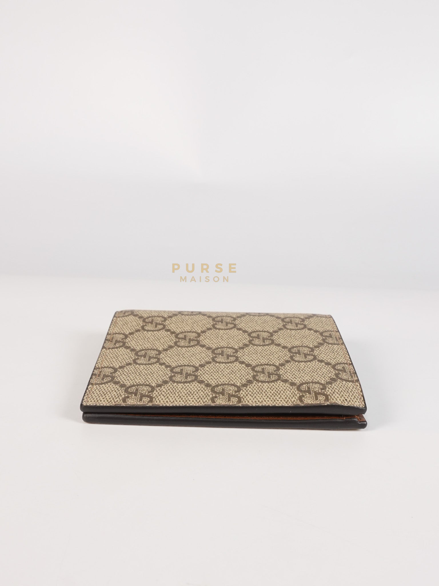 GG Bi-Fold Wallet in Beige & Ebony Supreme Monogram Canvas | Purse Maison Luxury Bags Shop