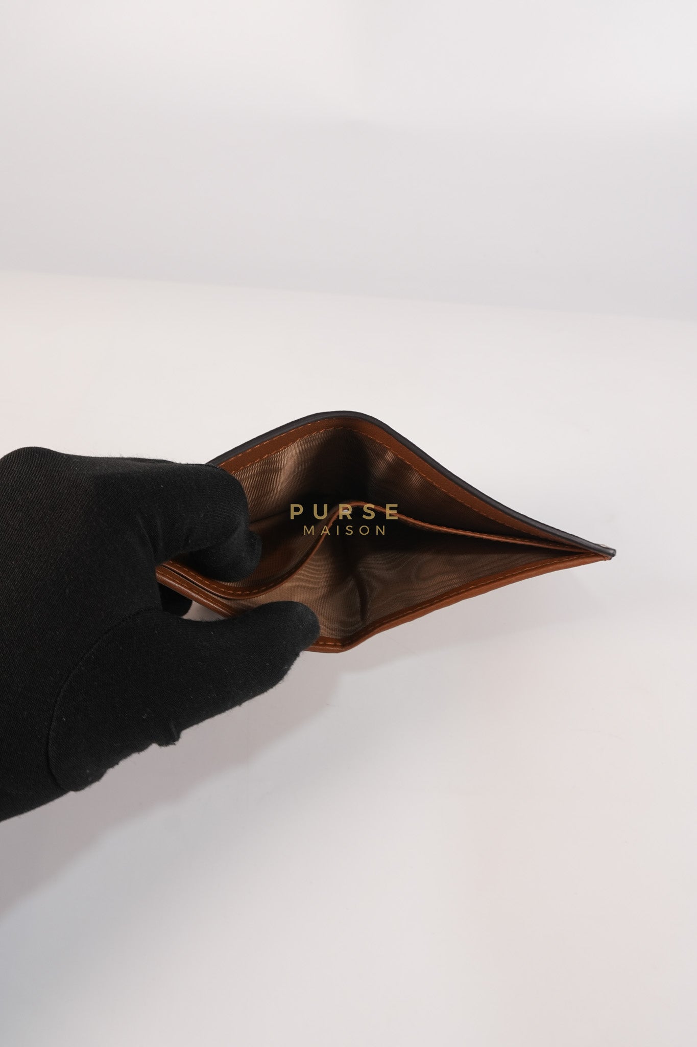 GG Bi-Fold Wallet in Beige & Ebony Supreme Monogram Canvas | Purse Maison Luxury Bags Shop