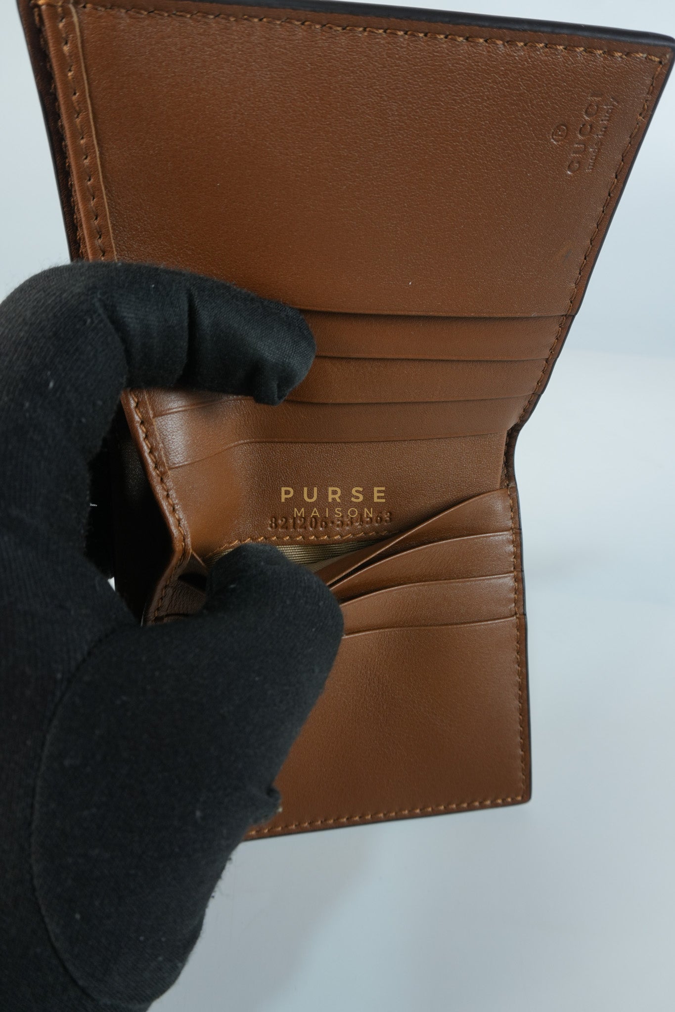 GG Bi-Fold Wallet in Beige & Ebony Supreme Monogram Canvas | Purse Maison Luxury Bags Shop