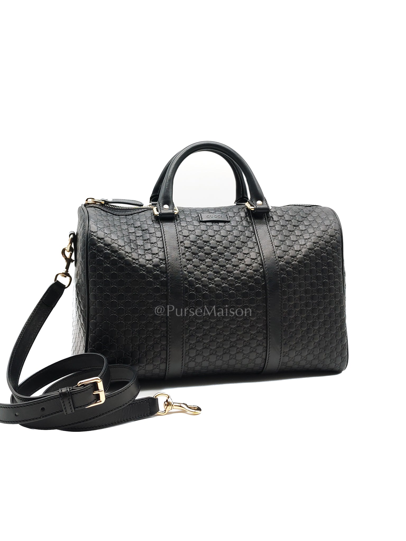GG Boston Bag in Black Microguccissima Leather | Purse Maison Luxury Bags Shop