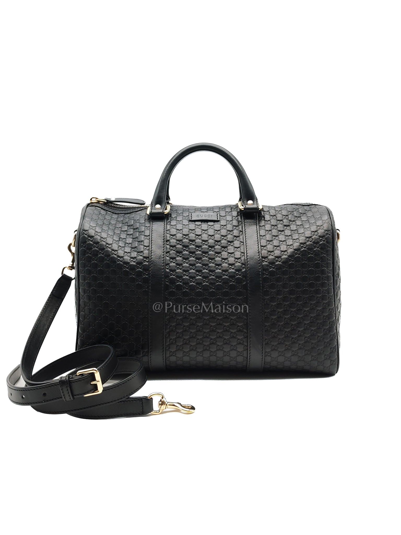 GG Boston Bag in Black Microguccissima Leather | Purse Maison Luxury Bags Shop