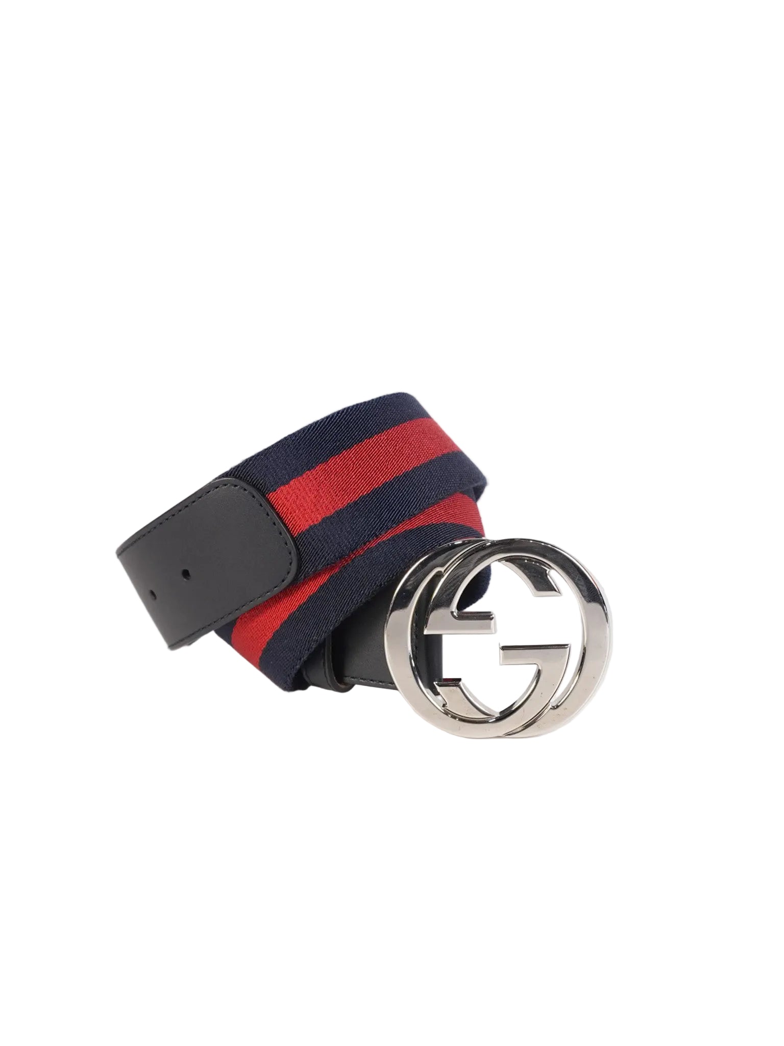GG Buckle Web Belt Blue Red & Silver Hardware Size 75 | Purse Maison Luxury Bags Shop