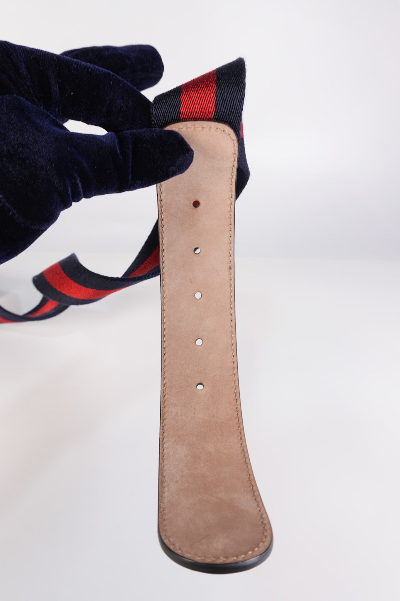 GG Buckle Web Belt Blue Red & Silver Hardware Size 75 | Purse Maison Luxury Bags Shop