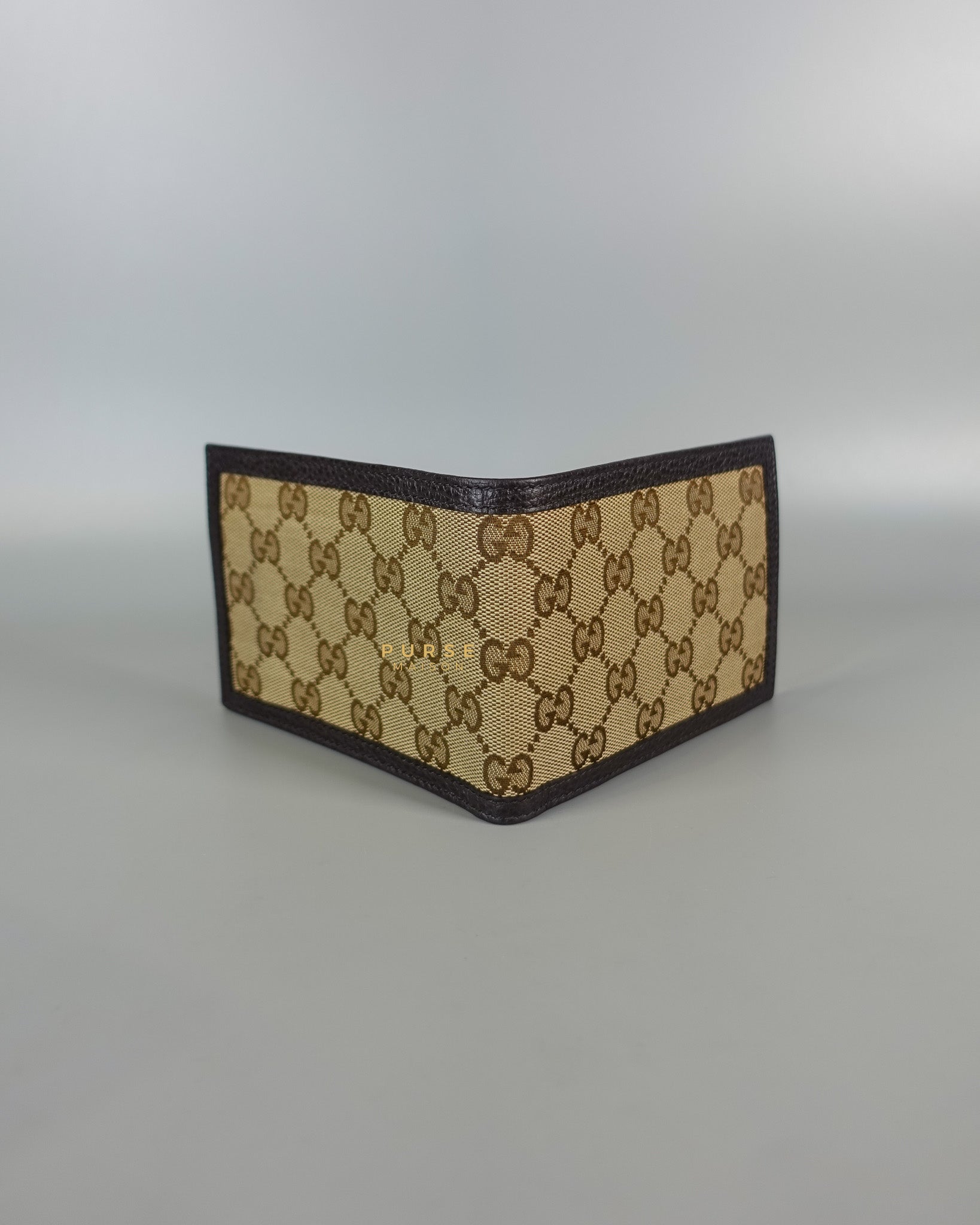 GG Canvas Bi-fold Brown Leather Wallet | Purse Maison Luxury Bags Shop