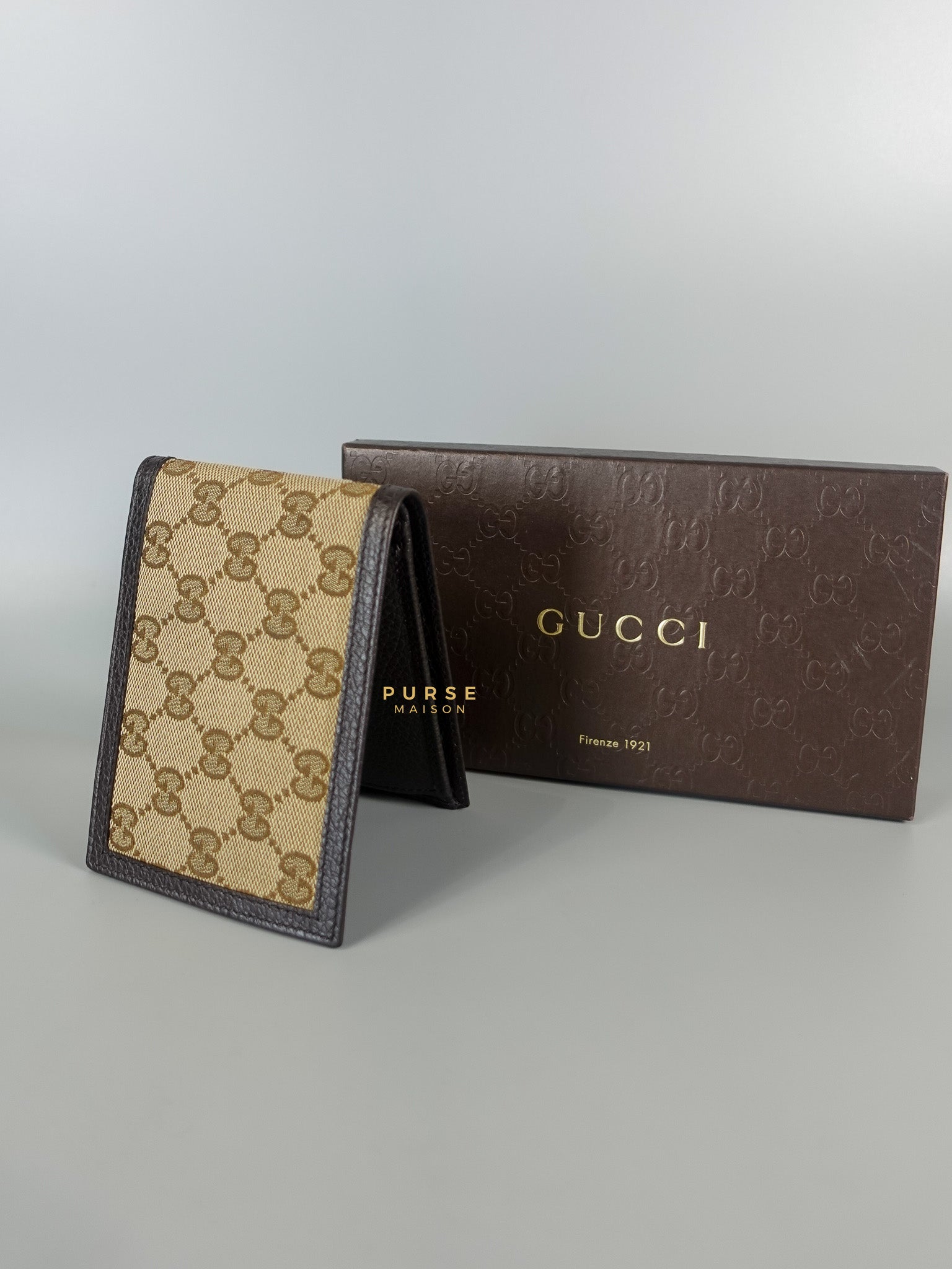 GG Canvas Bi-fold Brown Leather Wallet | Purse Maison Luxury Bags Shop