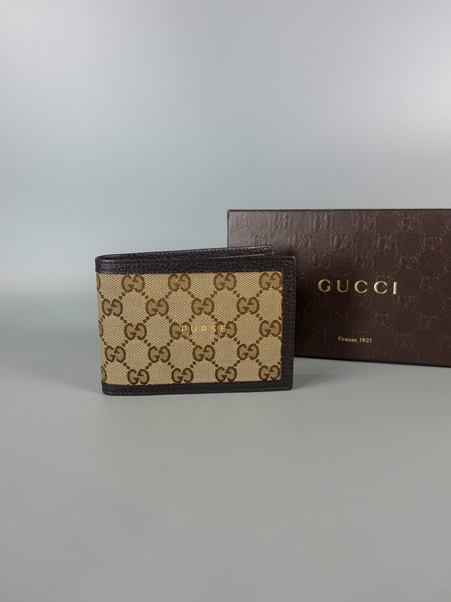 GG Canvas Bi-fold Brown Leather Wallet | Purse Maison Luxury Bags Shop