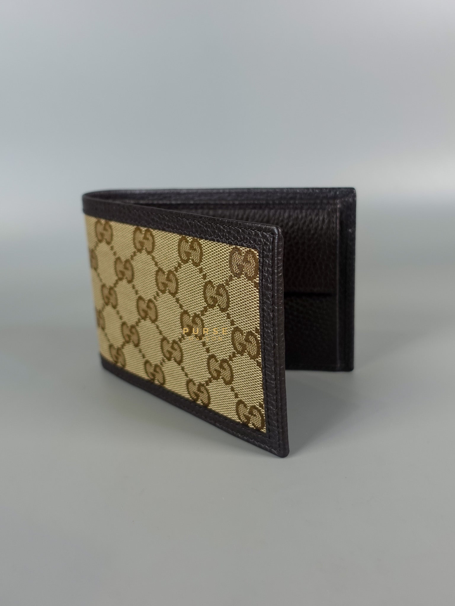 GG Canvas Bi-fold Brown Leather Wallet | Purse Maison Luxury Bags Shop