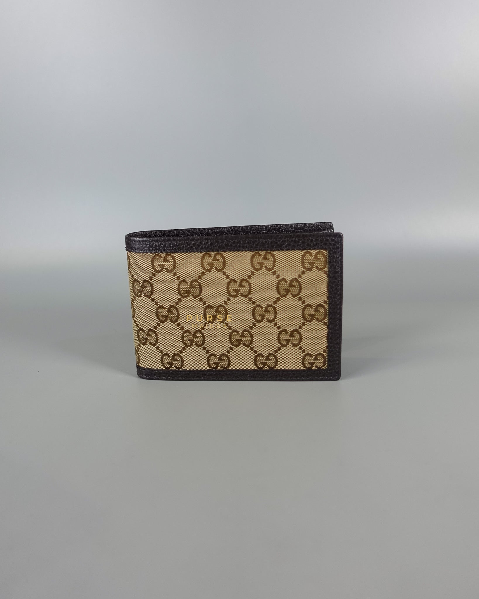 GG Canvas Bi-fold Brown Leather Wallet | Purse Maison Luxury Bags Shop