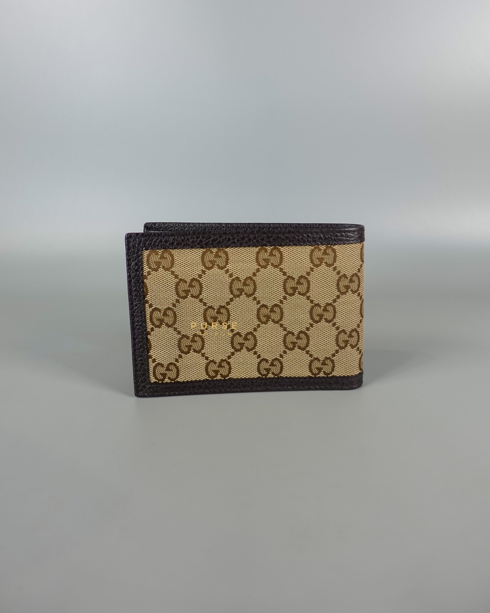 GG Canvas Bi-fold Brown Leather Wallet | Purse Maison Luxury Bags Shop