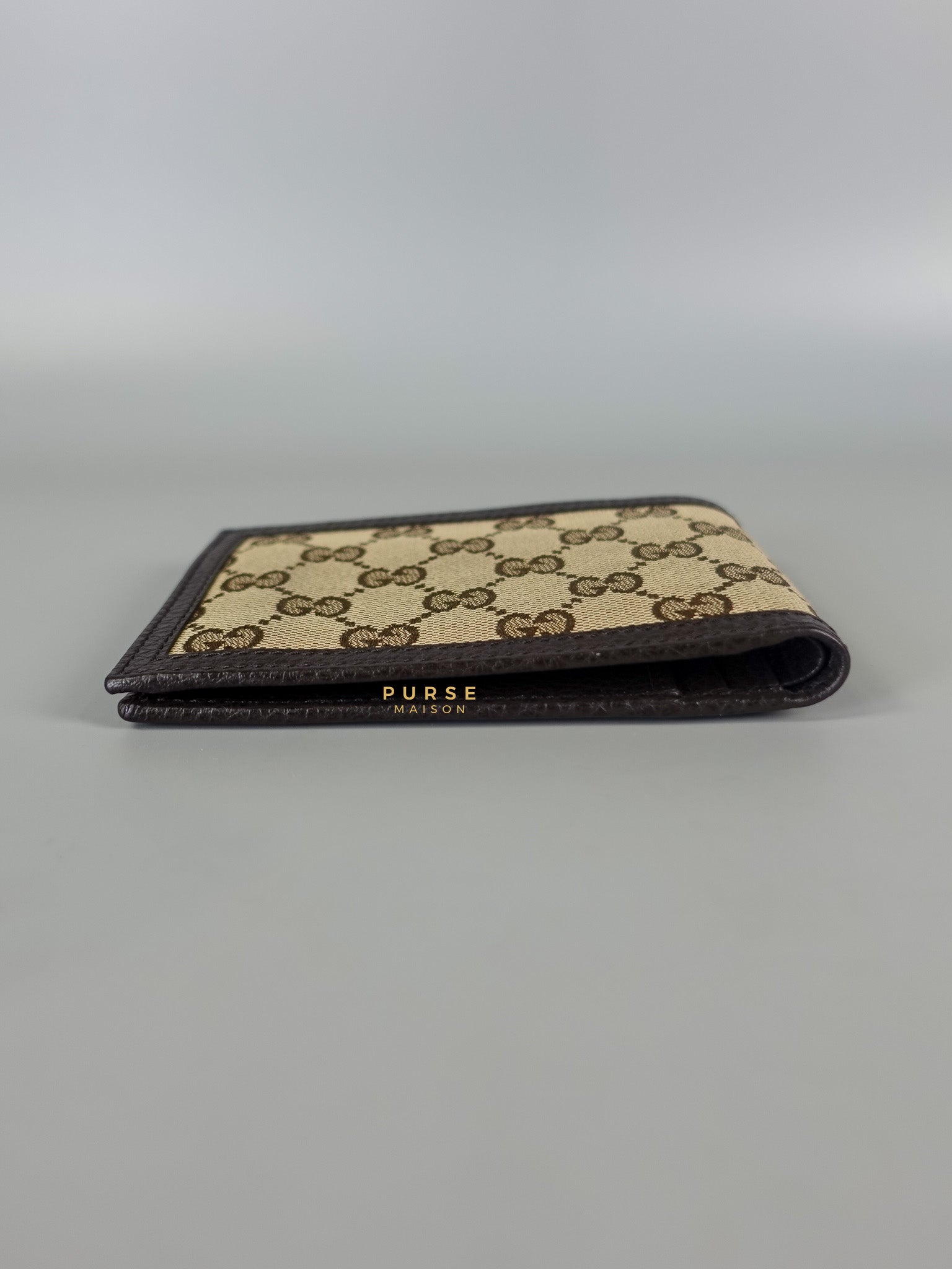 GG Canvas Bi-fold Brown Leather Wallet | Purse Maison Luxury Bags Shop