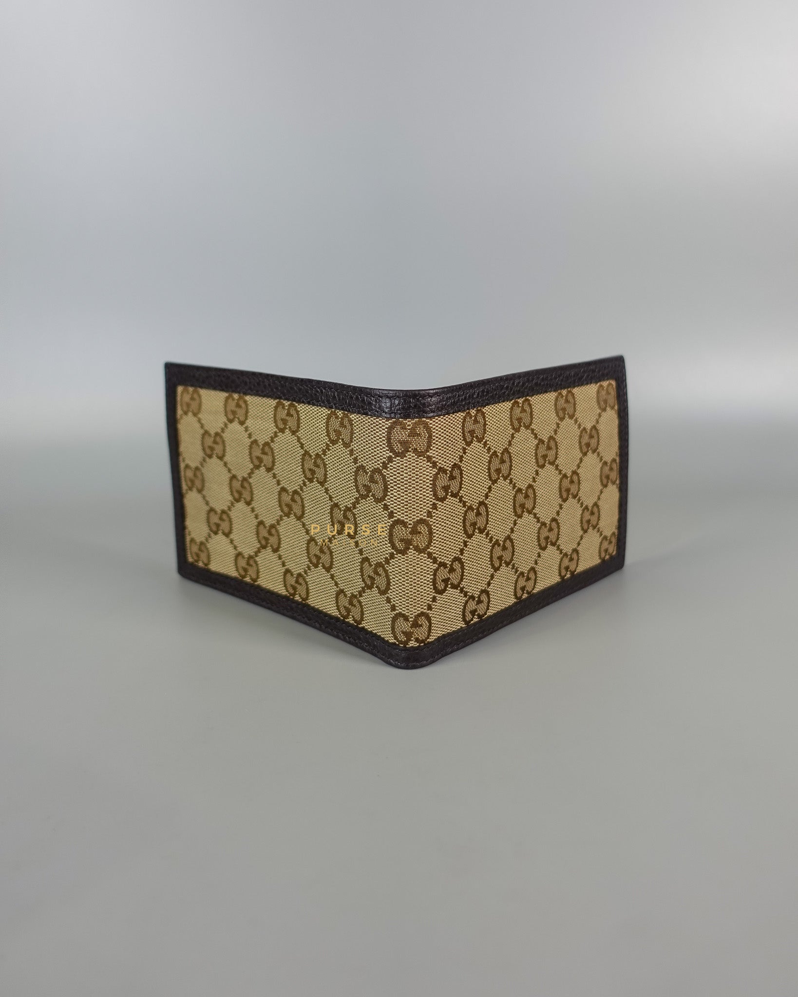 GG Canvas Bi-fold Brown Leather Wallet | Purse Maison Luxury Bags Shop
