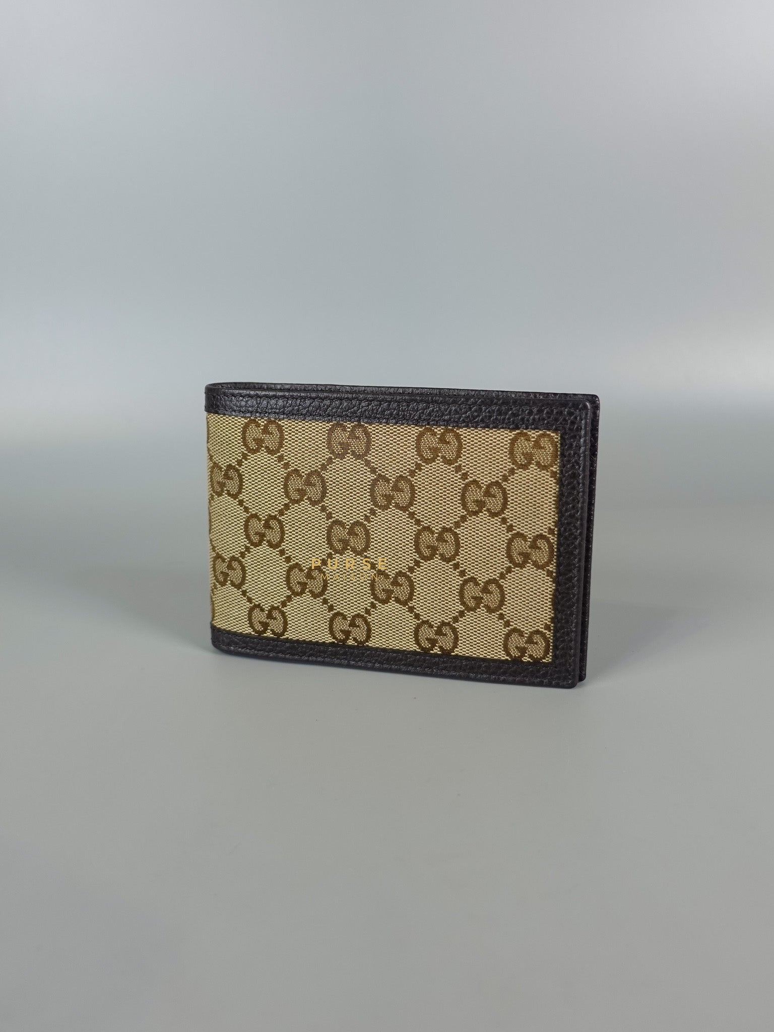 GG Canvas Bi-fold Brown Leather Wallet | Purse Maison Luxury Bags Shop