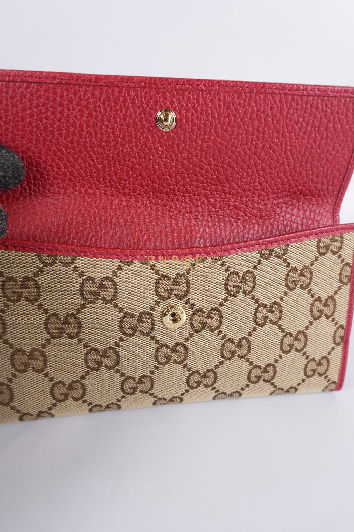 GG Canvas Long Wallet in Red Trim | Purse Maison Luxury Bags Shop