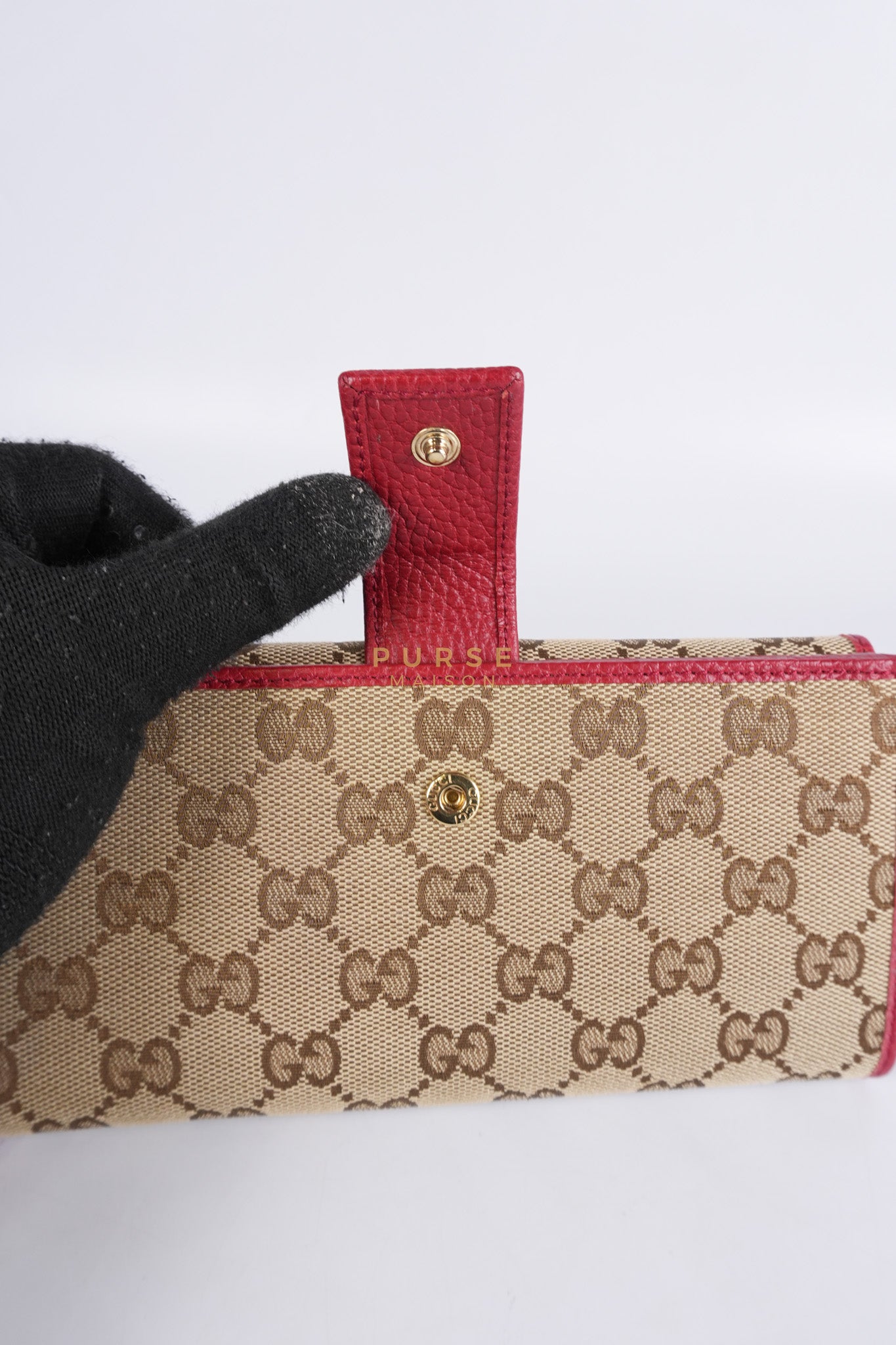 GG Canvas Long Wallet in Red Trim | Purse Maison Luxury Bags Shop