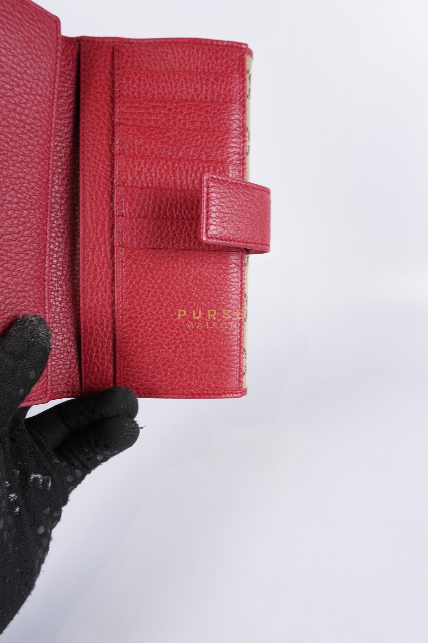 GG Canvas Long Wallet in Red Trim | Purse Maison Luxury Bags Shop