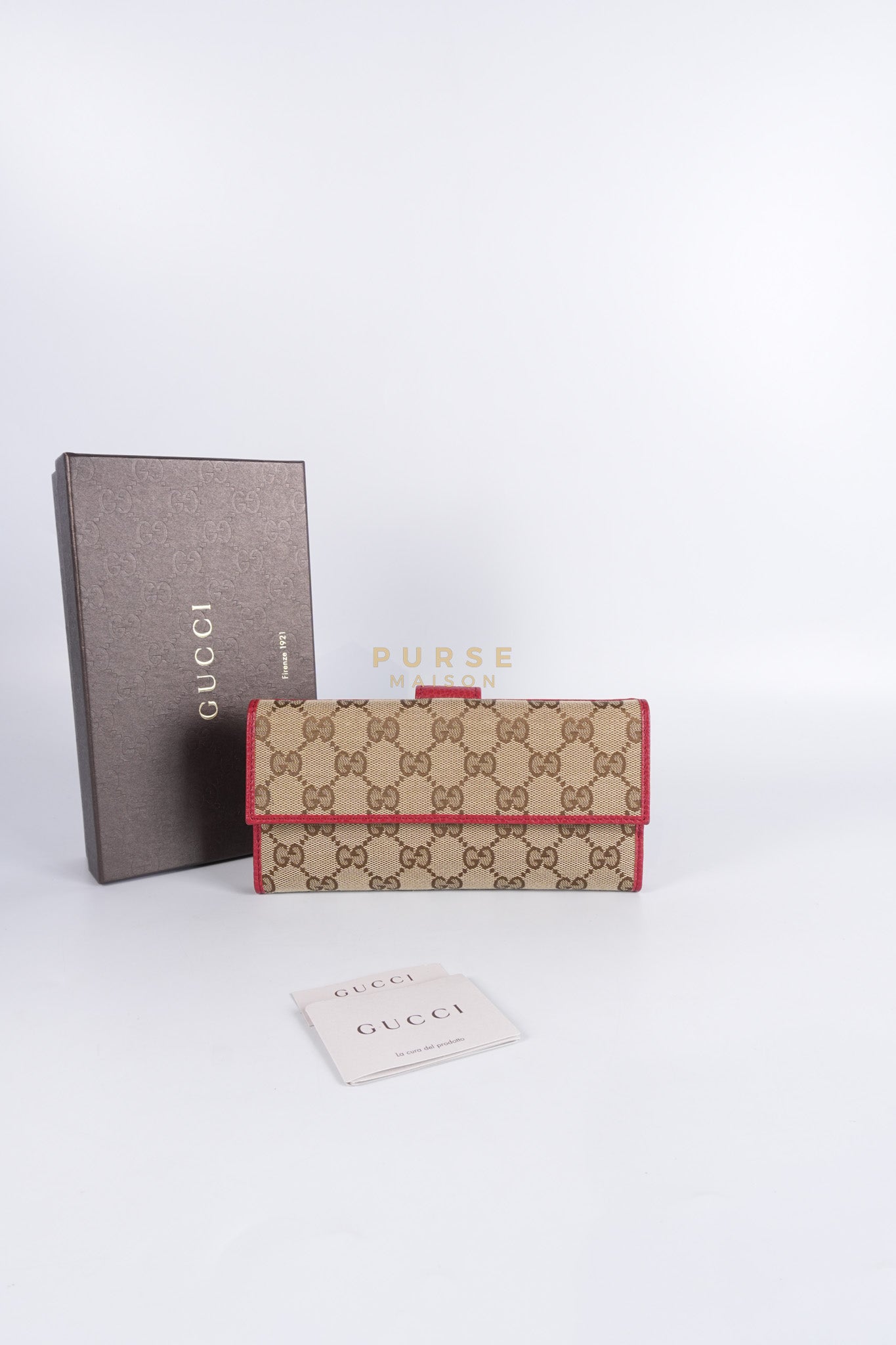 GG Canvas Long Wallet in Red Trim | Purse Maison Luxury Bags Shop