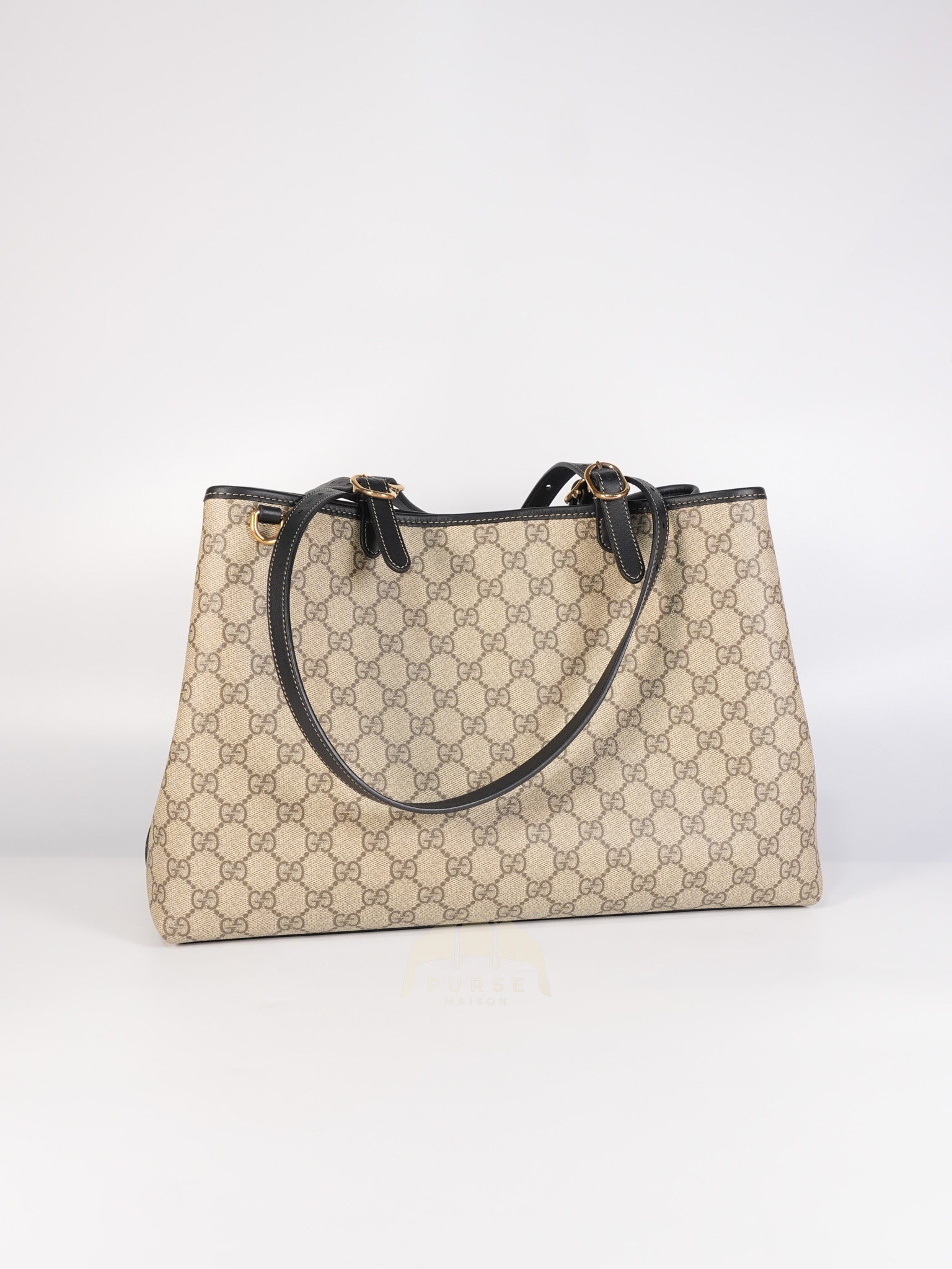 GG Emblem Tote Bag Medium in Supreme Canvas & Gold Hardware | Purse Maison Luxury Bags Shop