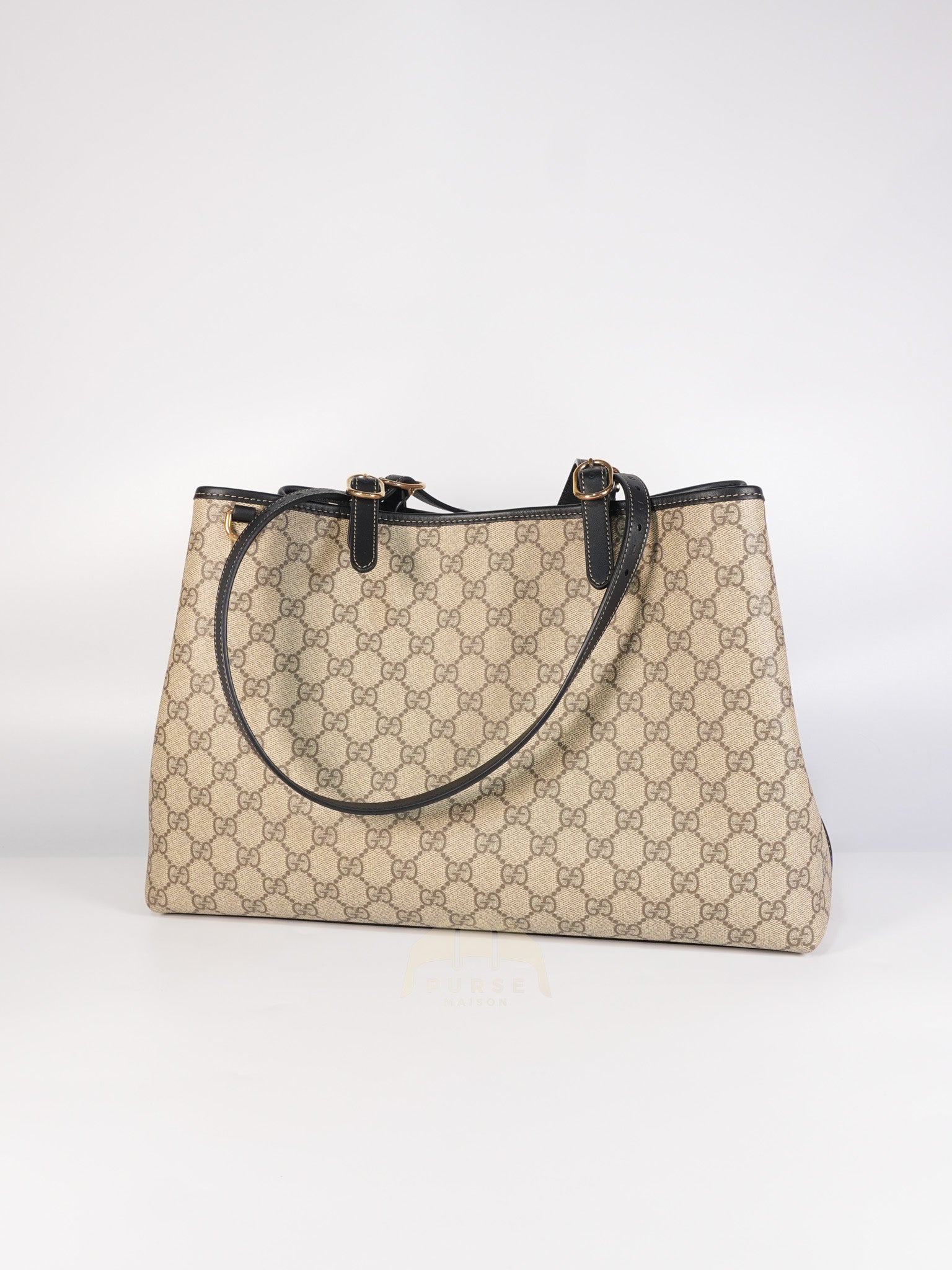 GG Emblem Tote Bag Medium in Supreme Canvas & Gold Hardware | Purse Maison Luxury Bags Shop