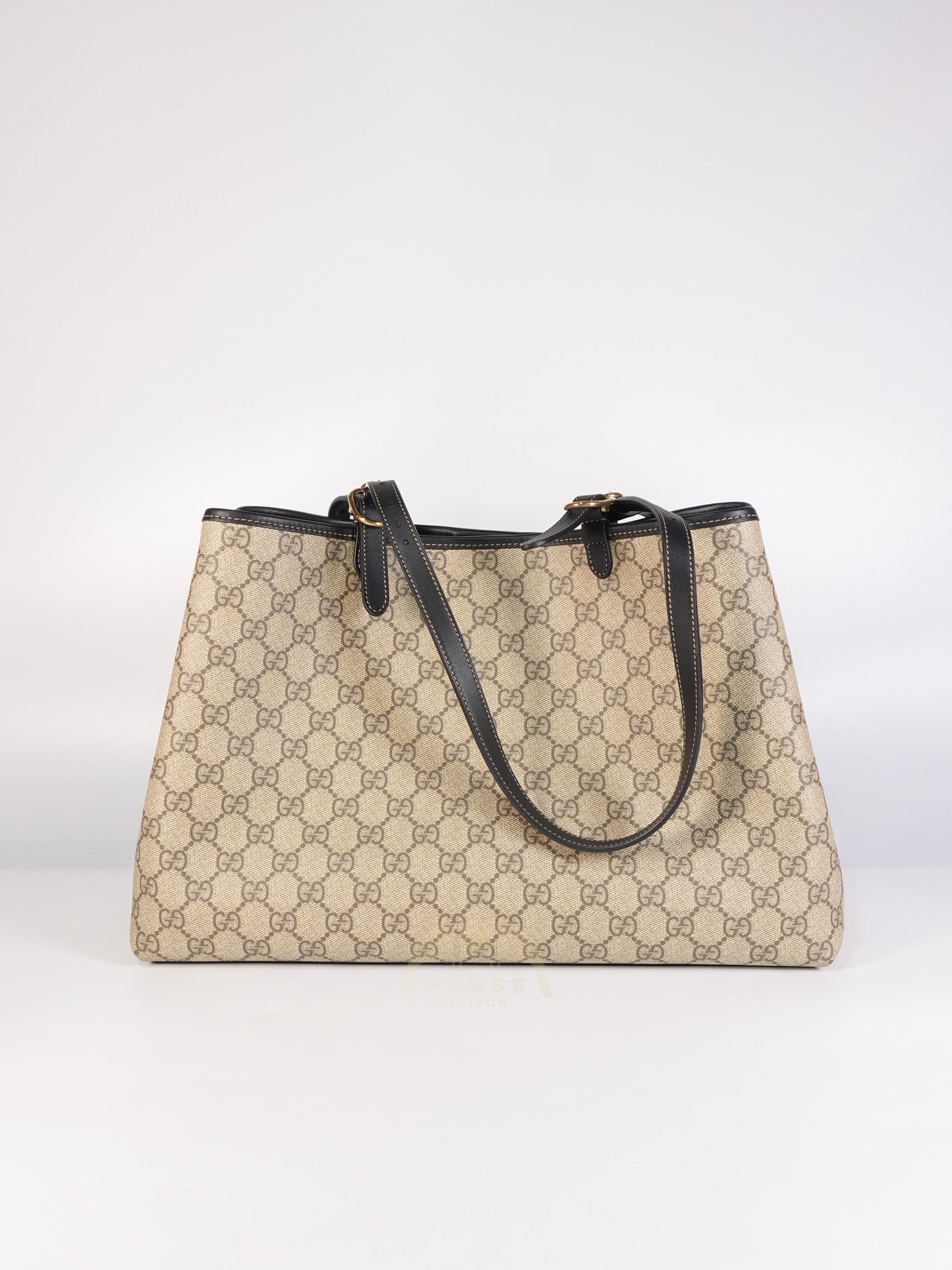 GG Emblem Tote Bag Medium in Supreme Canvas & Gold Hardware | Purse Maison Luxury Bags Shop