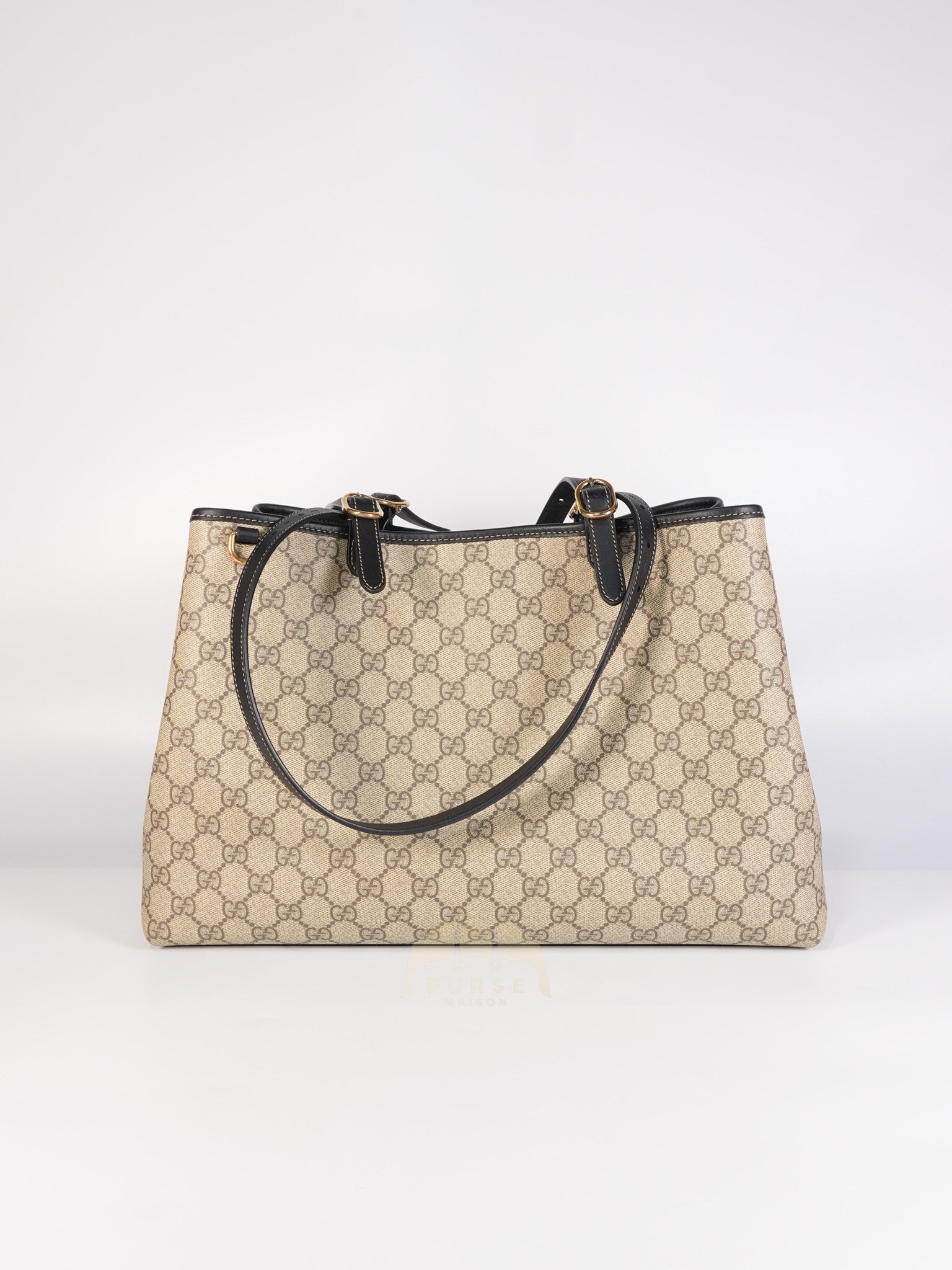 GG Emblem Tote Bag Medium in Supreme Canvas & Gold Hardware | Purse Maison Luxury Bags Shop