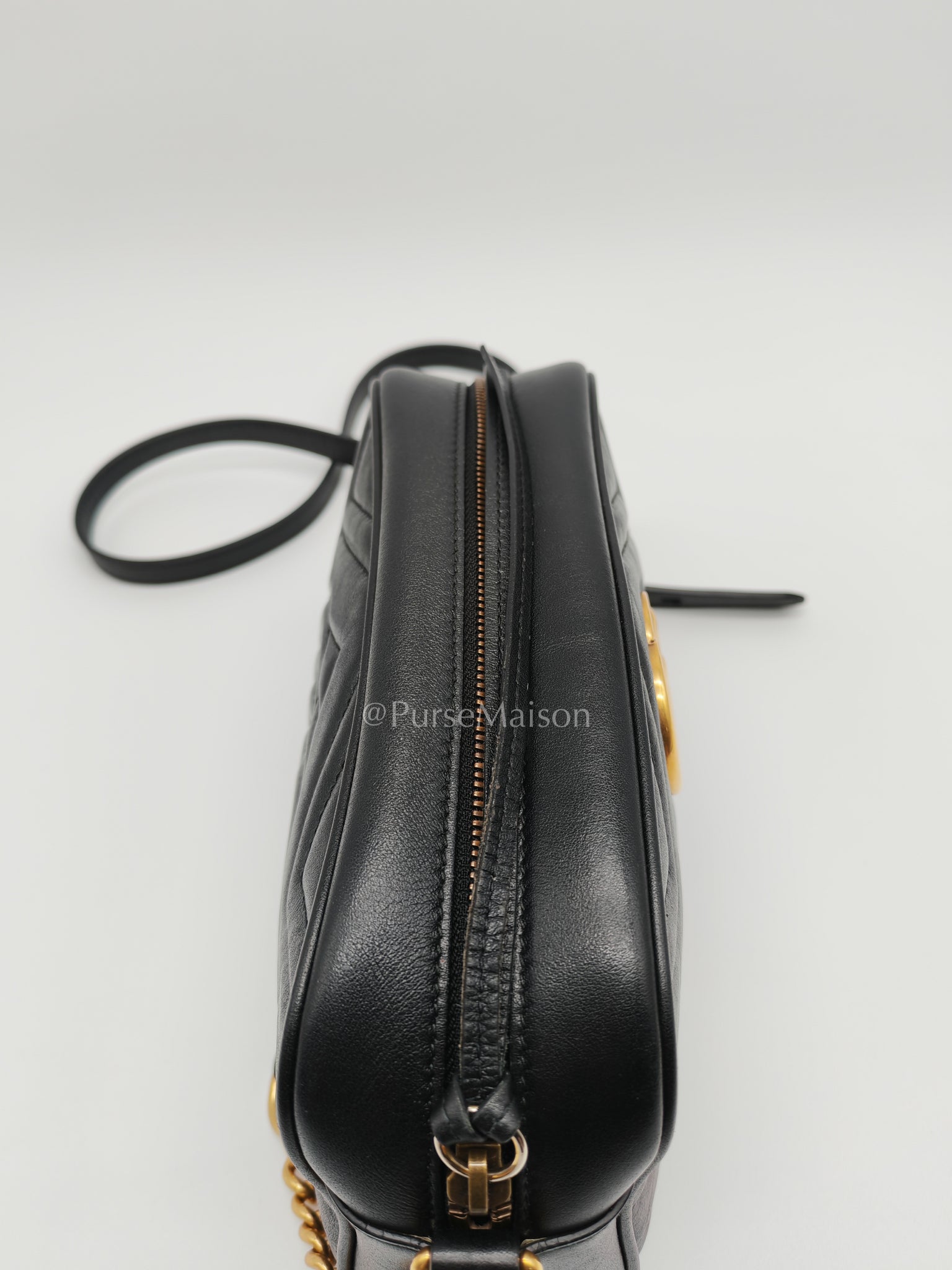 GG Marmont Camera Bag in Black Matelassé Leather | Purse Maison Luxury Bags Shop