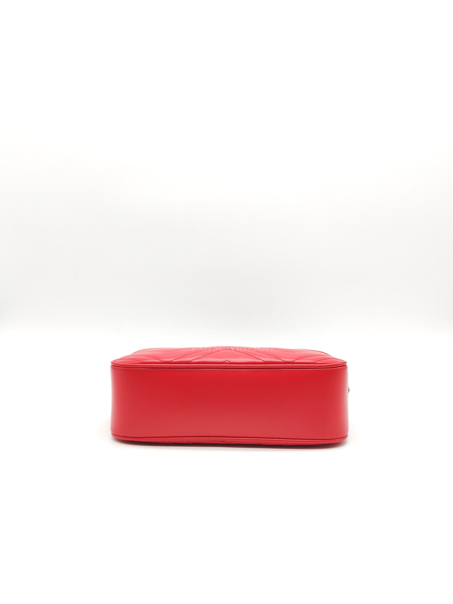 GG Marmont Camera Bag in Red Calfskin Matellase Leather & Aged Gold Hardware | Purse Maison Luxury Bags Shop