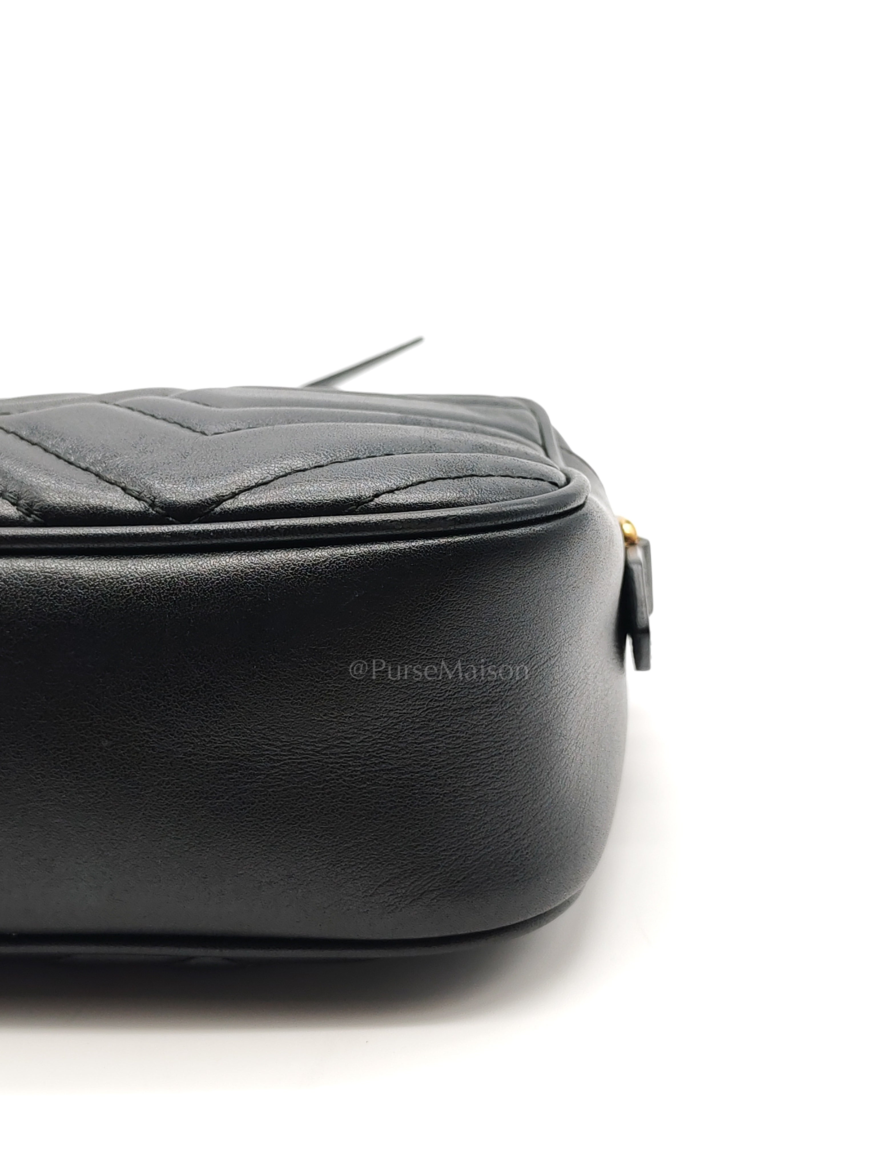 GG Marmont Camera Bag Small in Black Matelassé Leather | Purse Maison Luxury Bags Shop