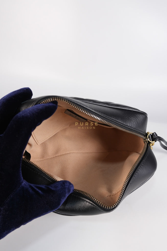 GG Marmont Camera Bag Small in Black Matelassé Leather | Purse Maison Luxury Bags Shop