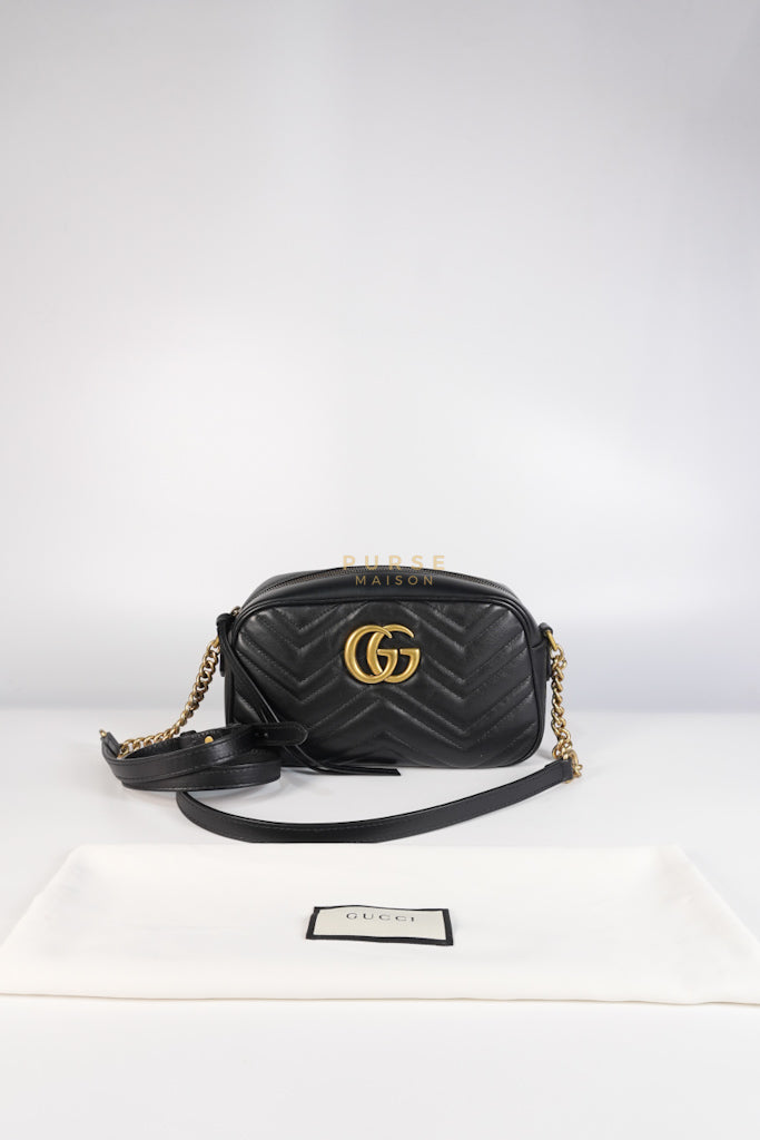 GG Marmont Camera Bag Small in Black Matelassé Leather | Purse Maison Luxury Bags Shop