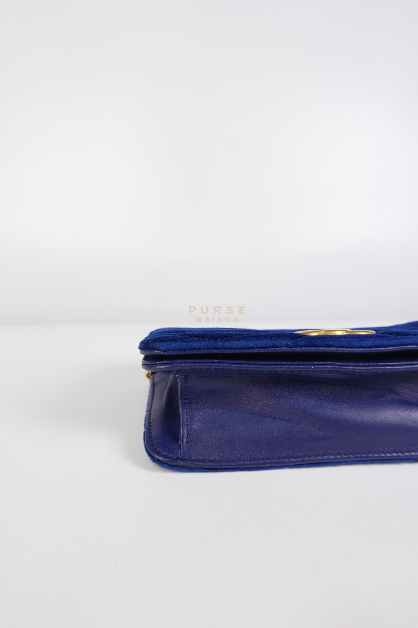 GG Marmont Chain Bag Super Mini in Royal Blue Velvet | Purse Maison Luxury Bags Shop