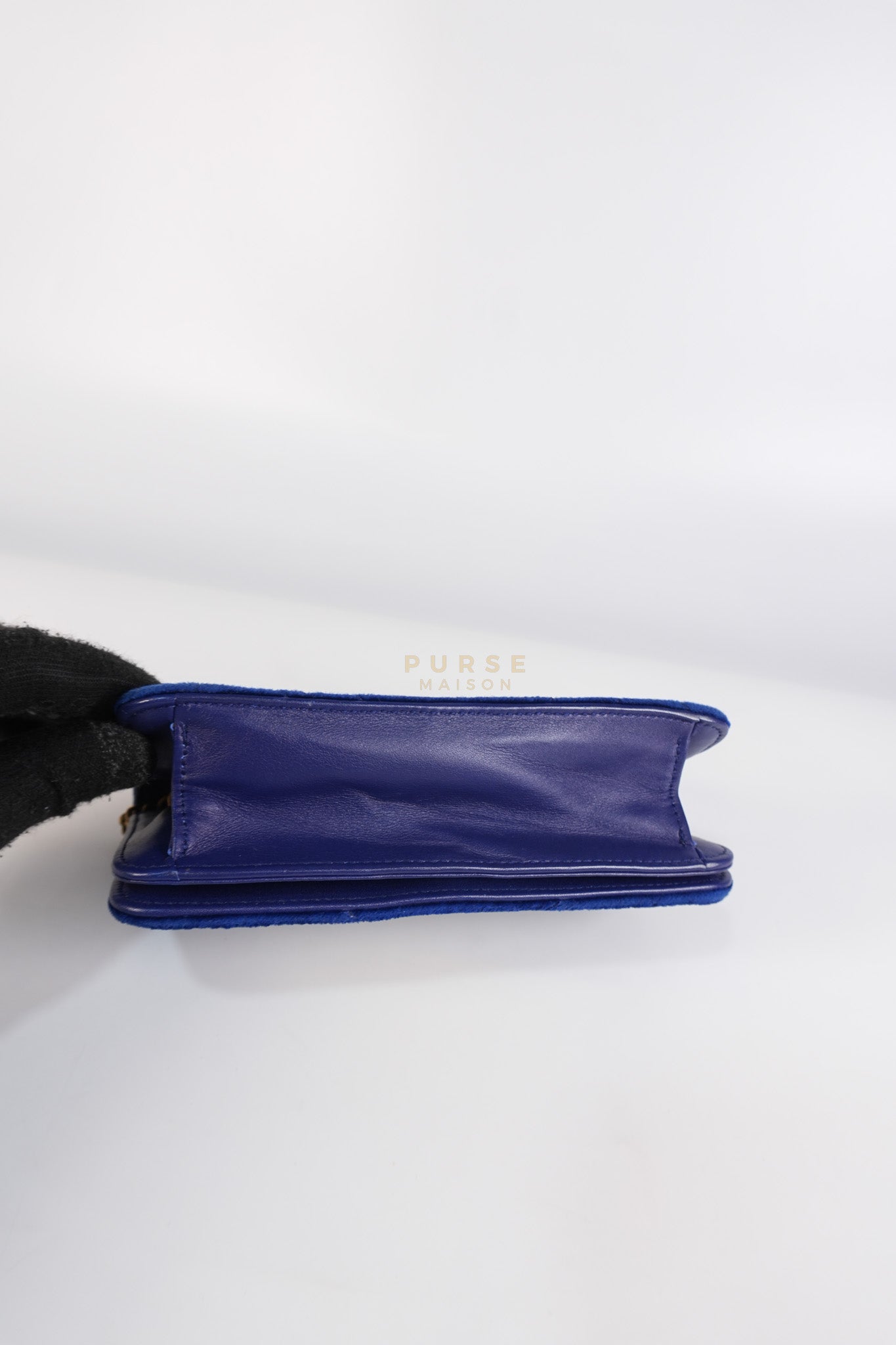 GG Marmont Chain Bag Super Mini in Royal Blue Velvet | Purse Maison Luxury Bags Shop