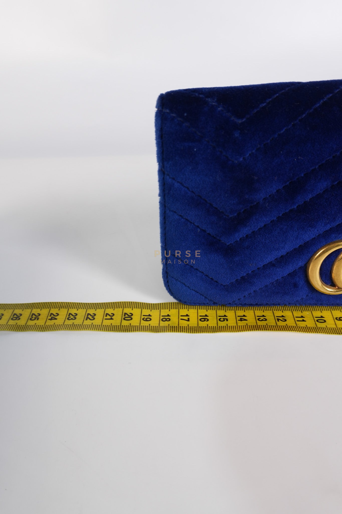 GG Marmont Chain Bag Super Mini in Royal Blue Velvet | Purse Maison Luxury Bags Shop