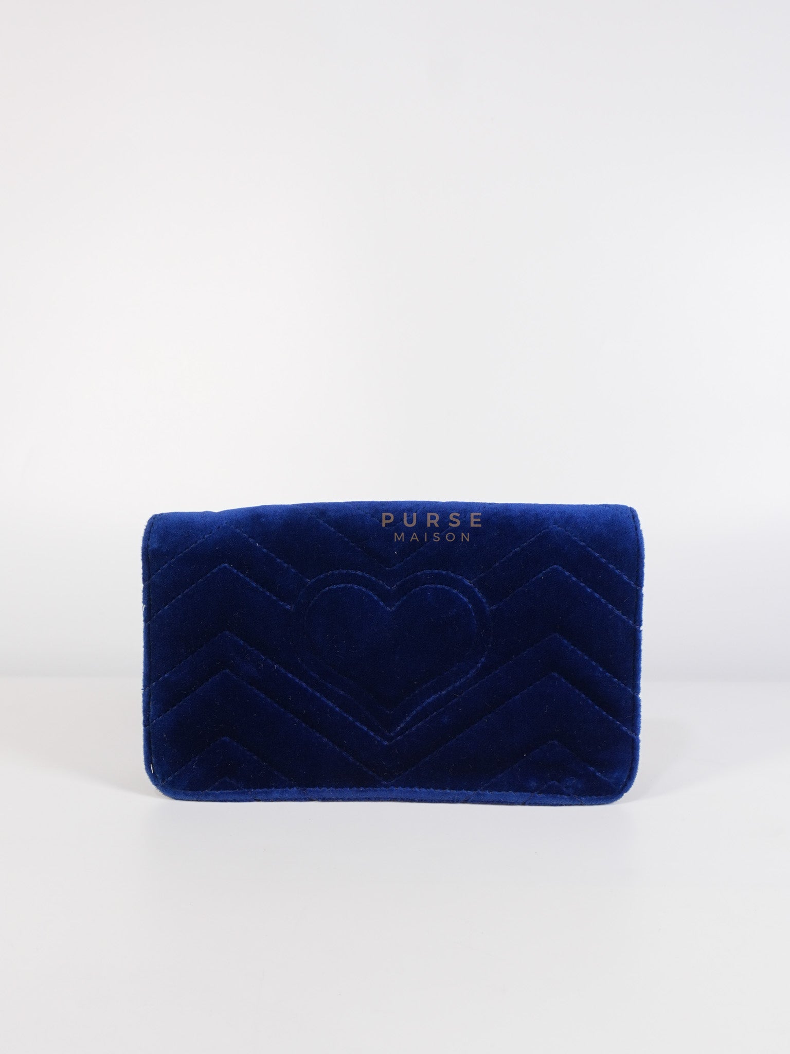 GG Marmont Chain Bag Super Mini in Royal Blue Velvet | Purse Maison Luxury Bags Shop