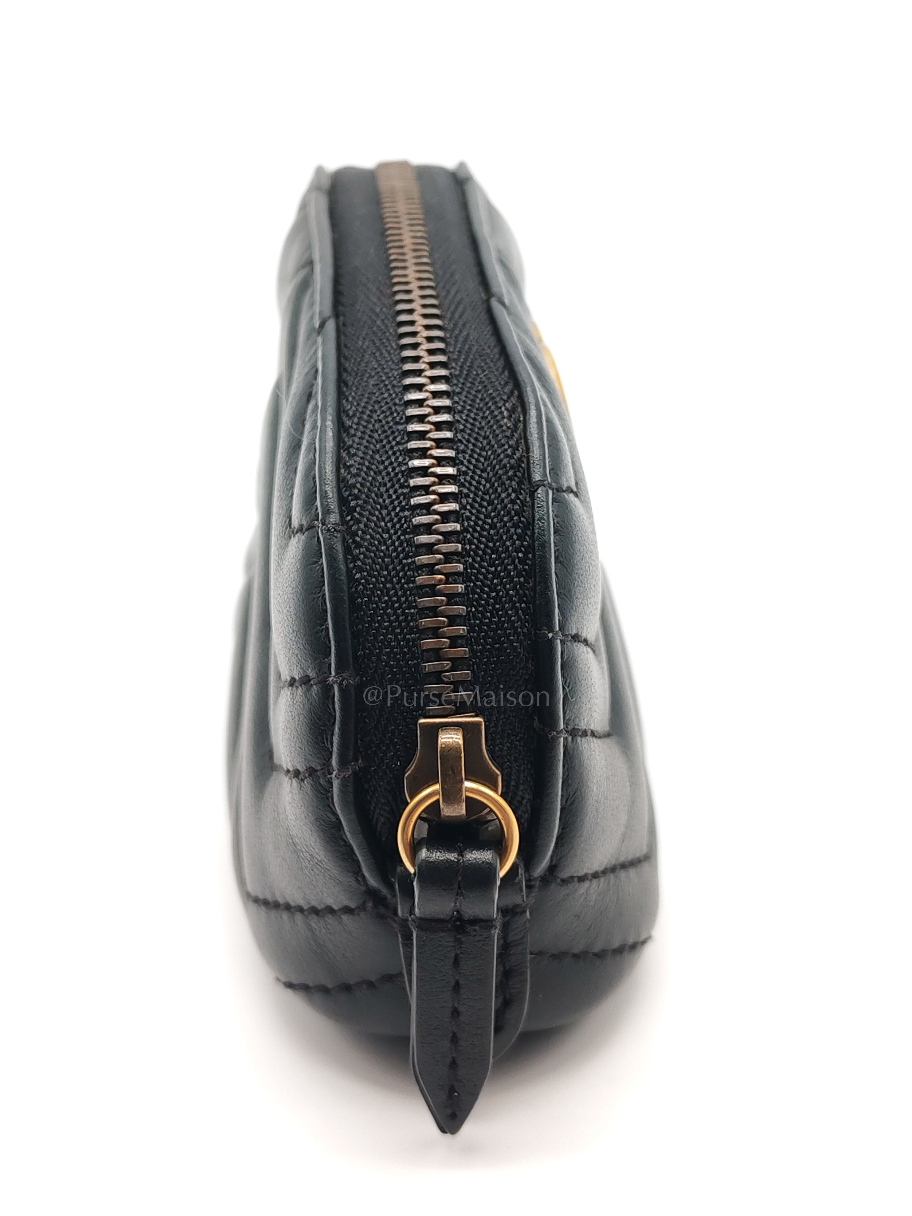 GG Marmont Cosmetic Case in Black Chevron Quilted Leather & Gold Hardware | Purse Maison Luxury Bags Shop
