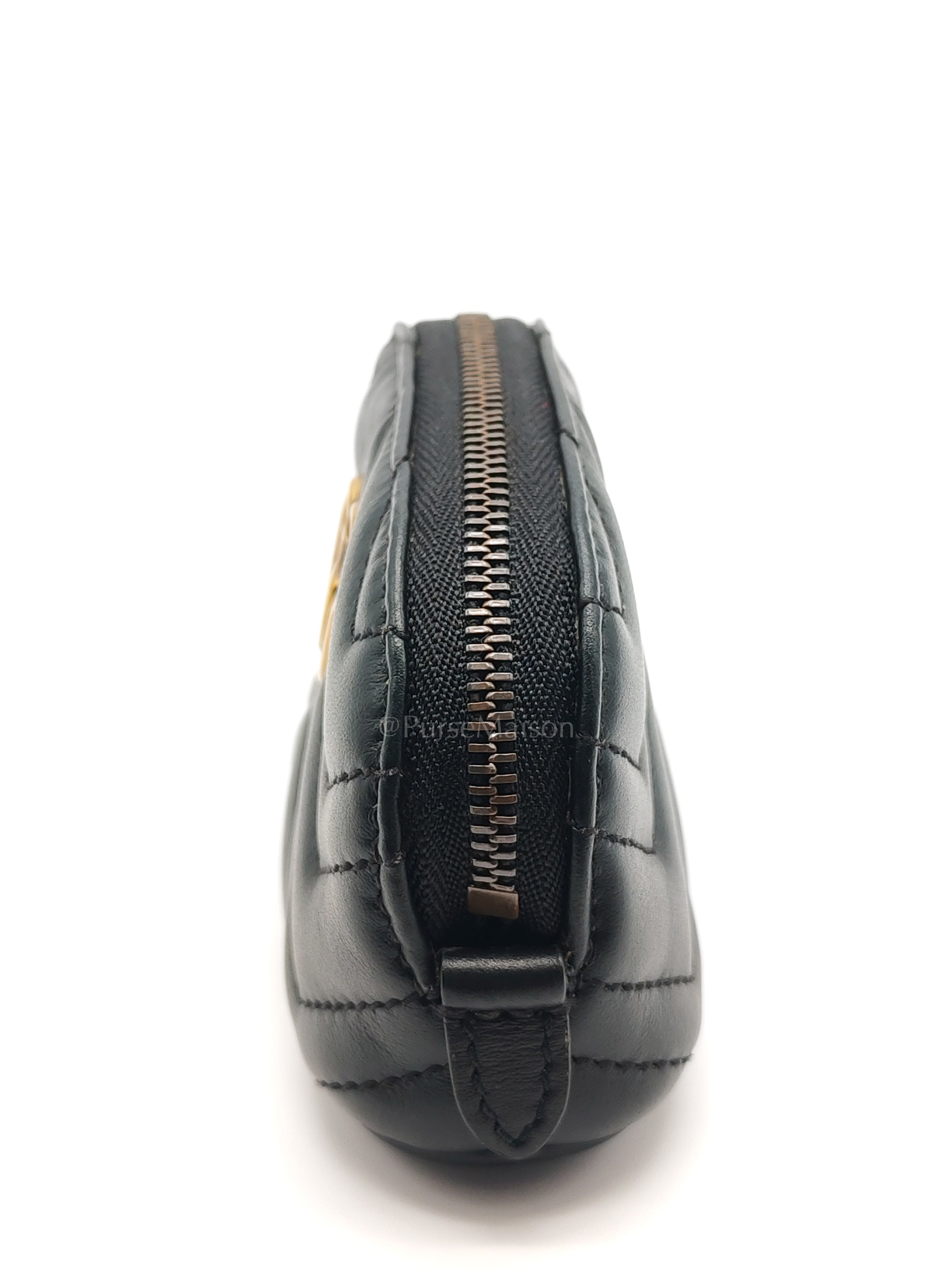 GG Marmont Cosmetic Case in Black Chevron Quilted Leather & Gold Hardware | Purse Maison Luxury Bags Shop