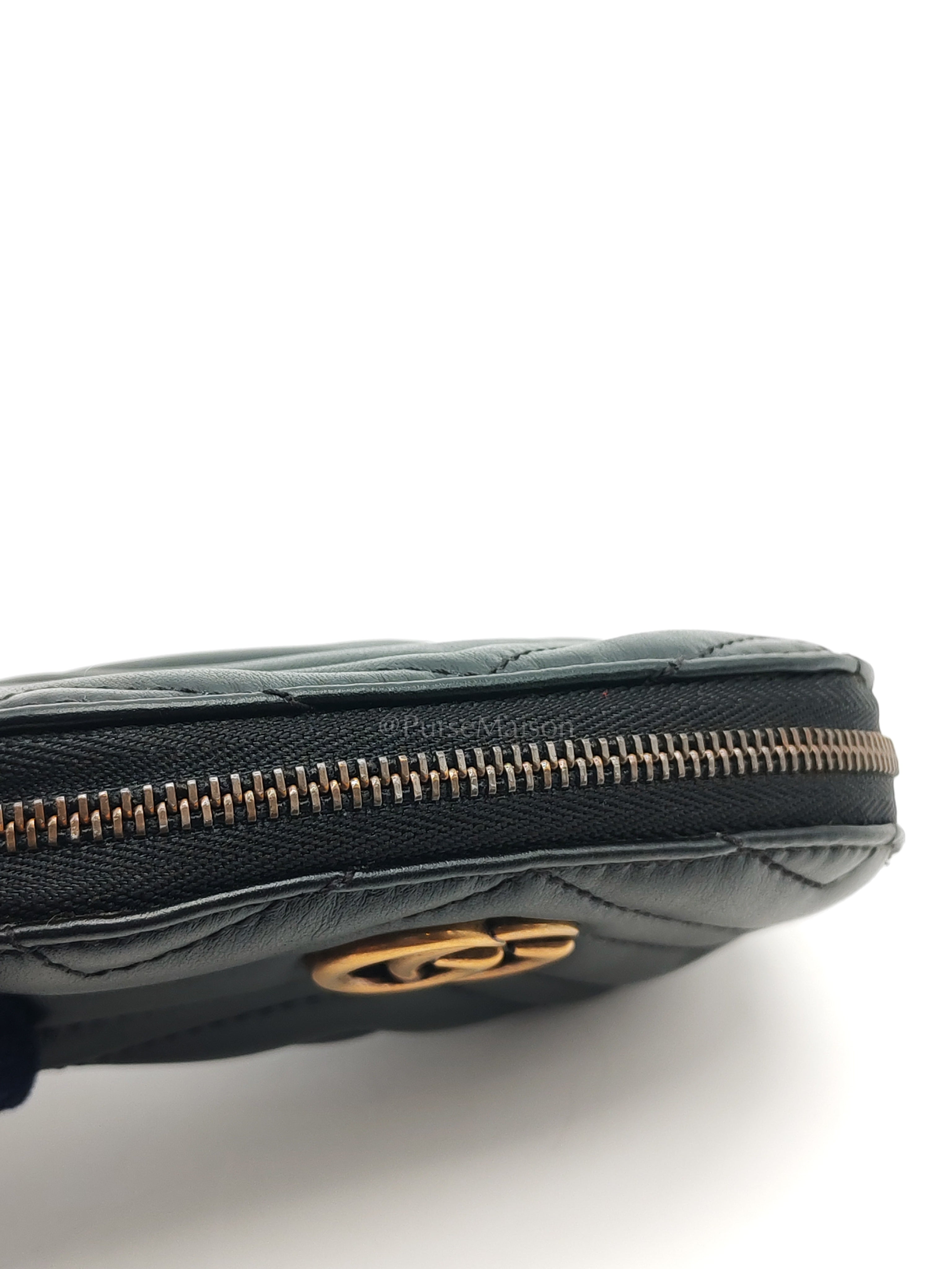 GG Marmont Cosmetic Case in Black Chevron Quilted Leather & Gold Hardware | Purse Maison Luxury Bags Shop
