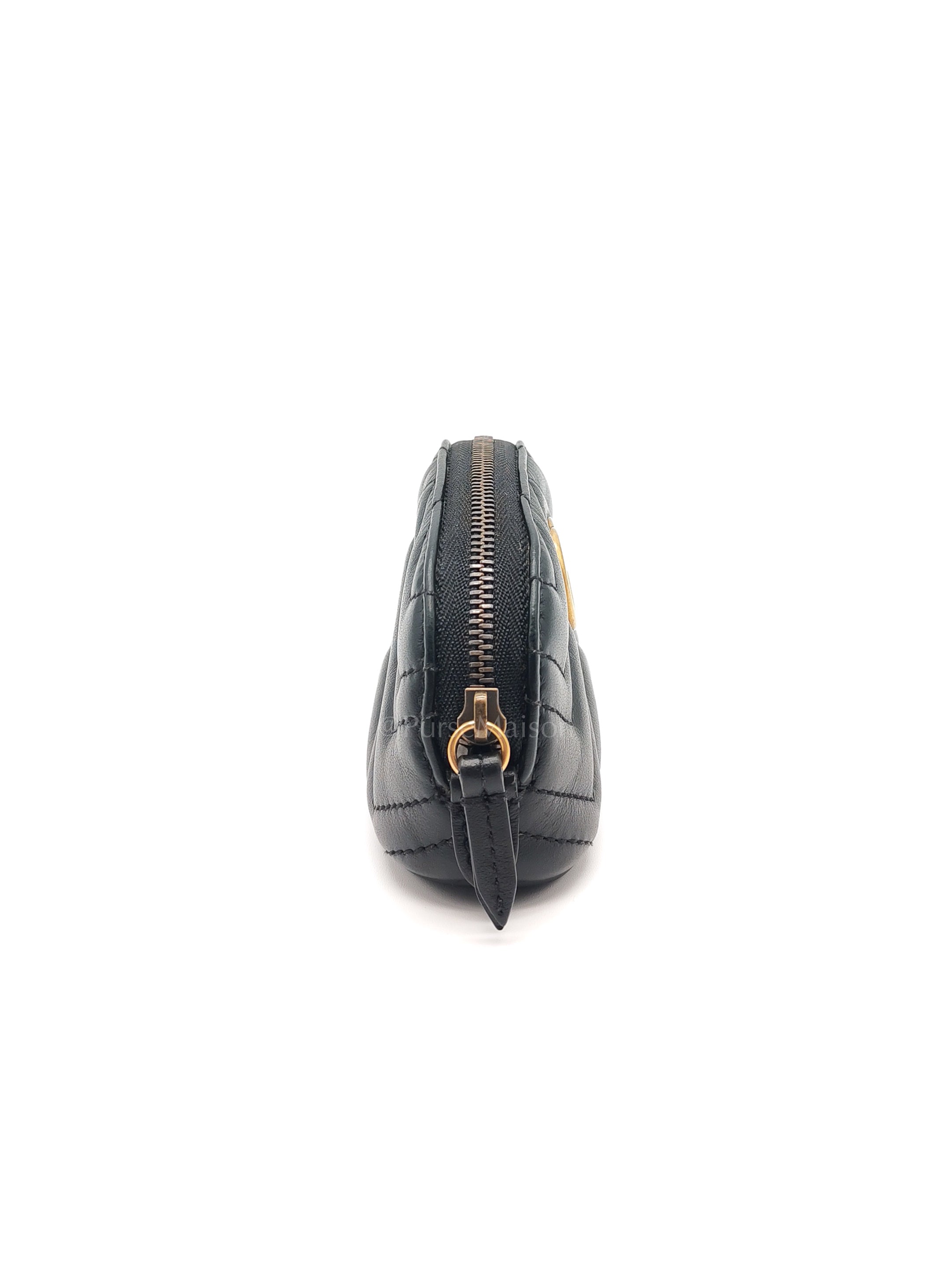 GG Marmont Cosmetic Case in Black Chevron Quilted Leather & Gold Hardware | Purse Maison Luxury Bags Shop