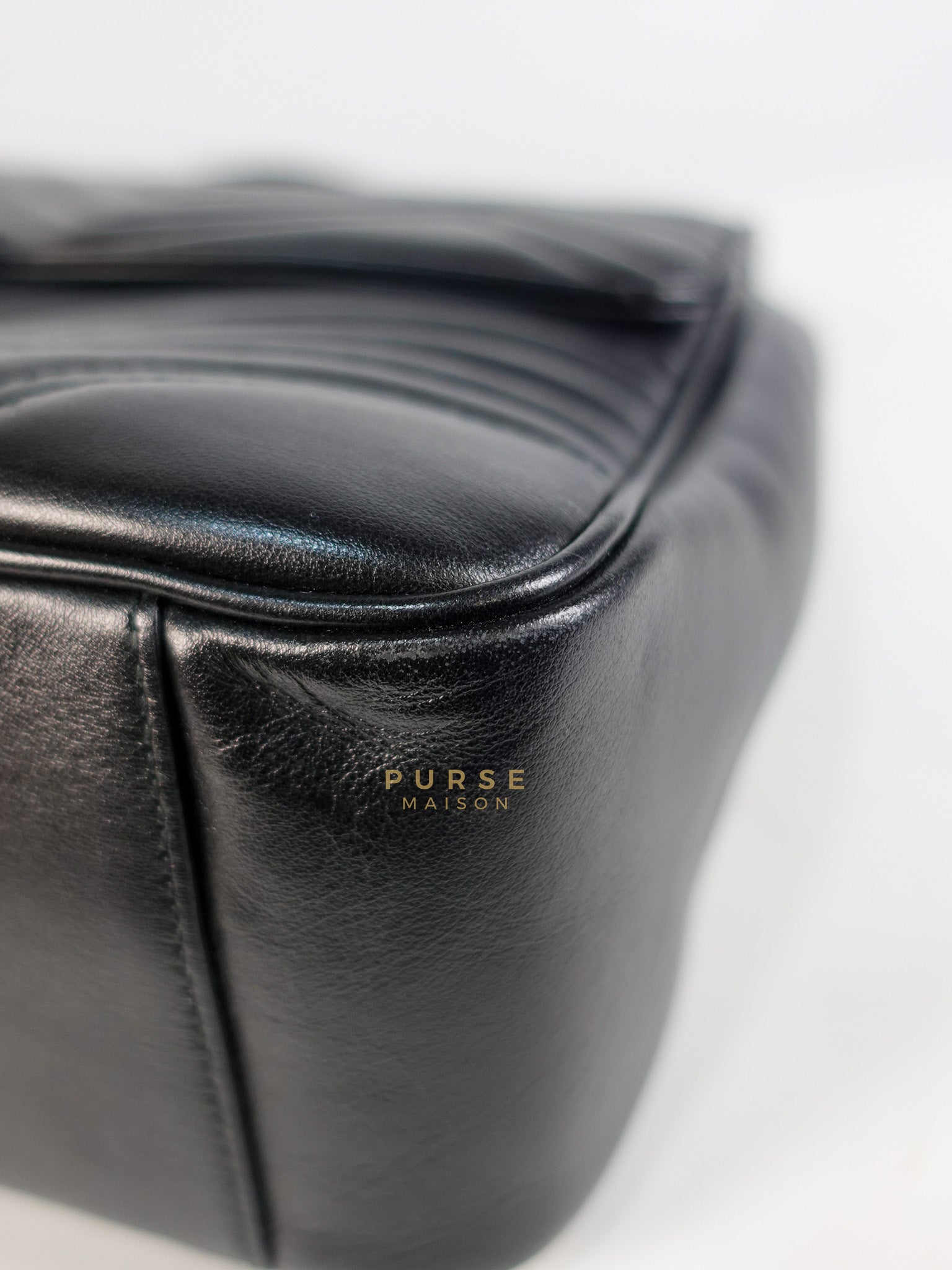 GG Marmont Flap Bag Large in Black Matelasse Leather & Aged Gold Hardware | Purse Maison Luxury Bags Shop